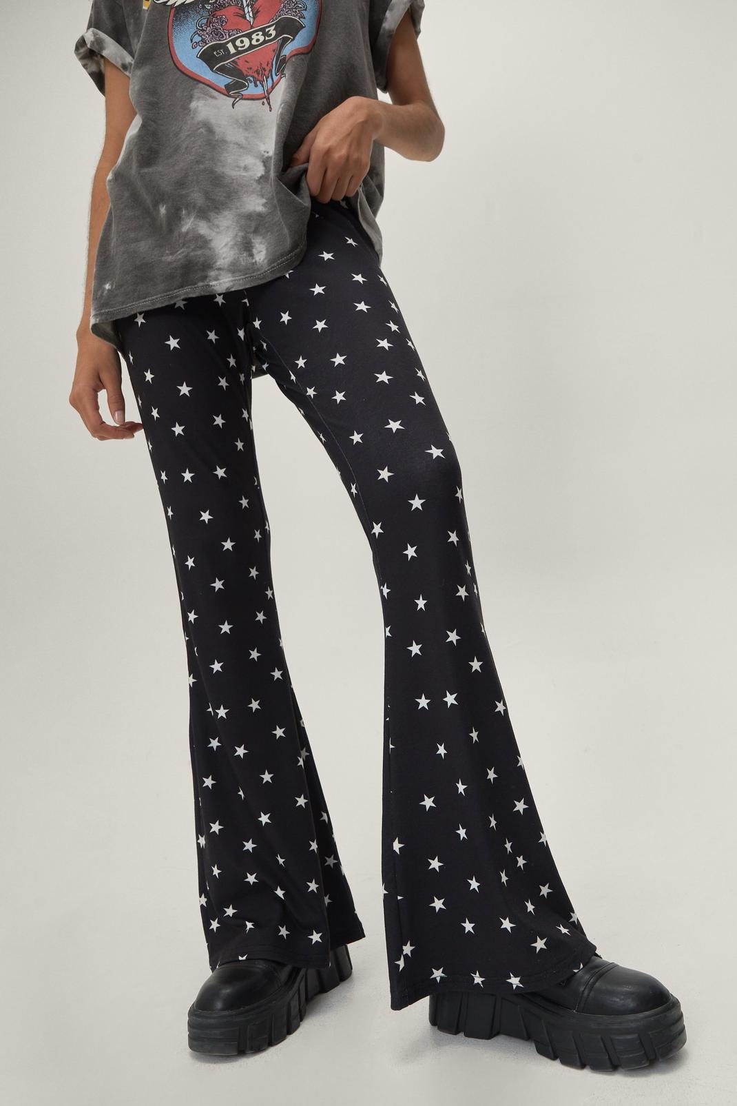 Recycled Star Print Flare Pants