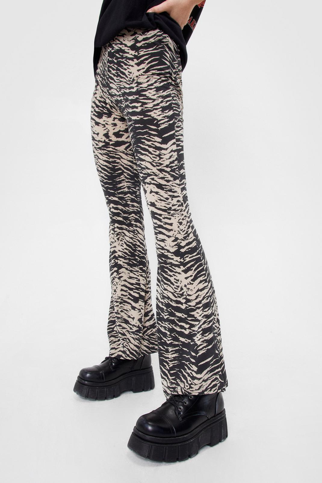 High Waisted Zebra Flare Pants