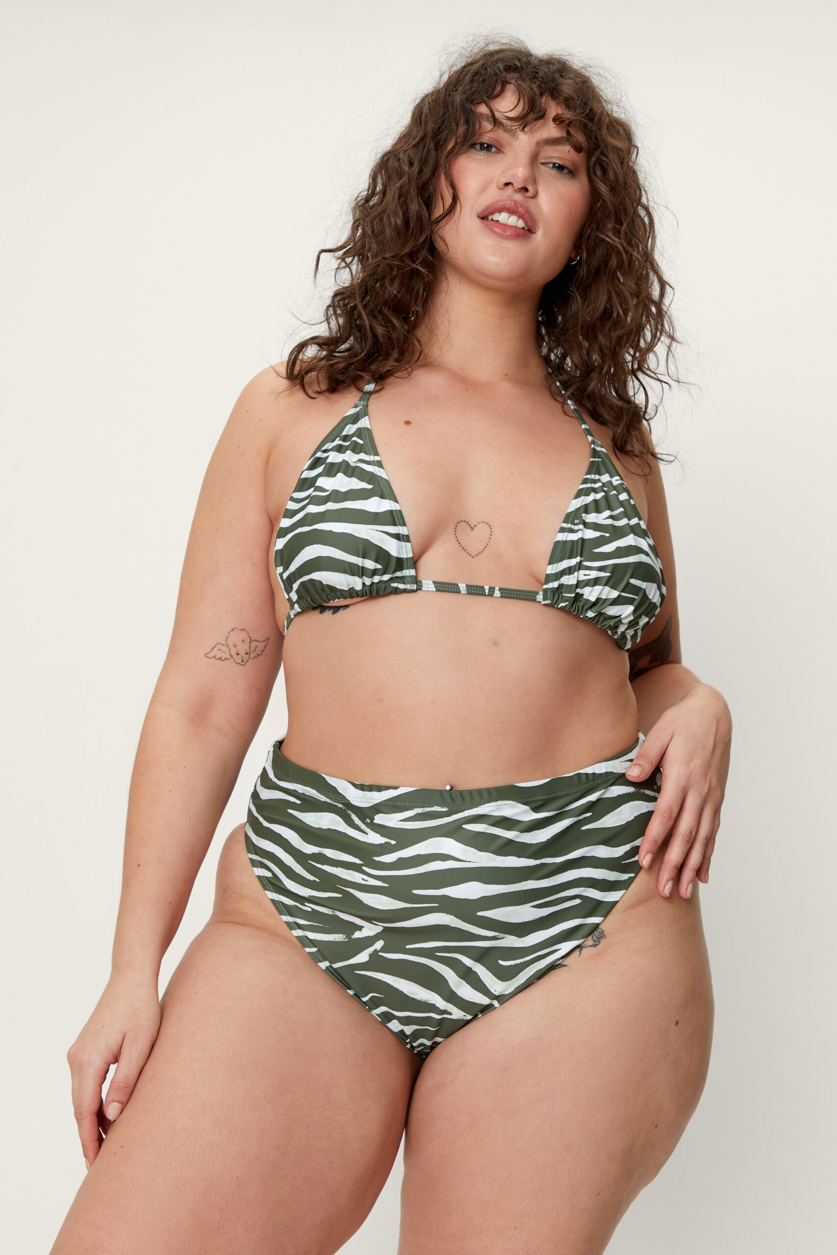 Plus Size Zebra Triangle Bikini Set