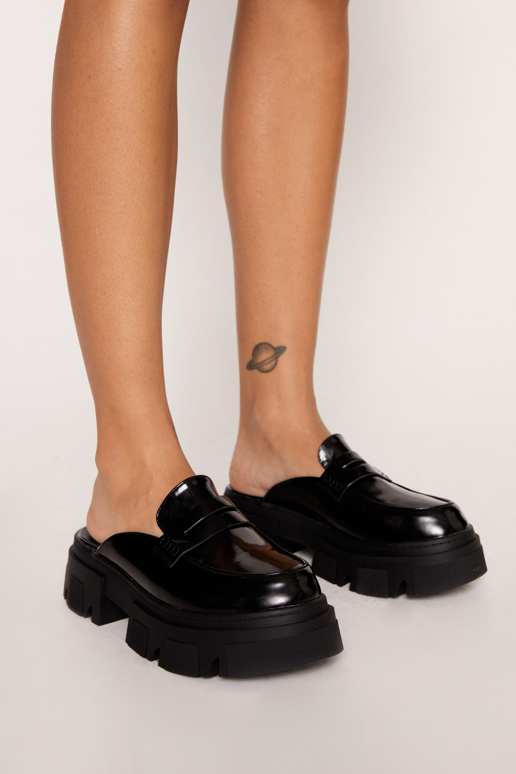 Faux Leather Backless Chunky Loafer