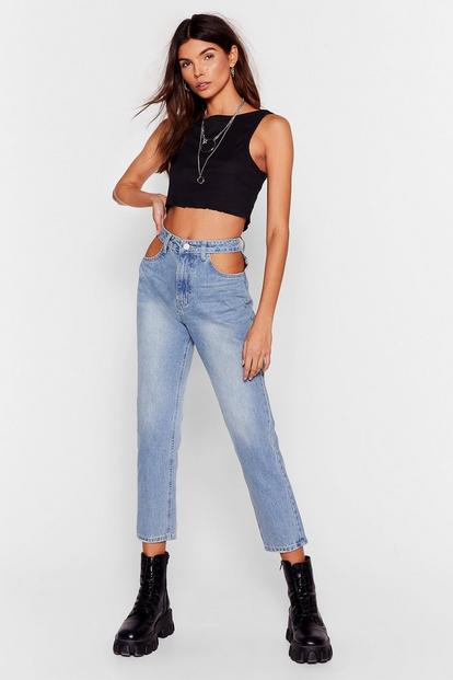 Cut Out High Waisted Mom Jeans