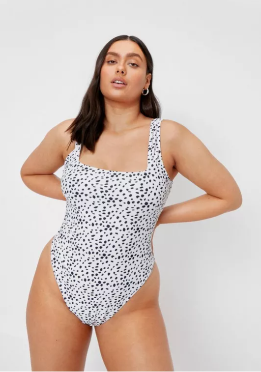 Plus Size Dalmatian Print Twist Swimsuit