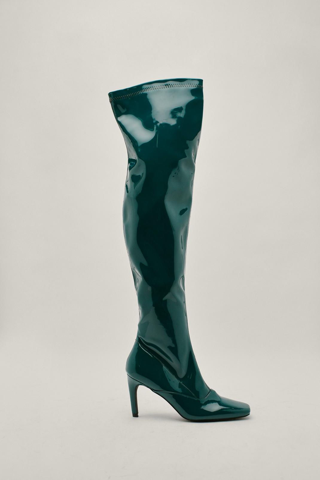 Patent Green Knee High Boots