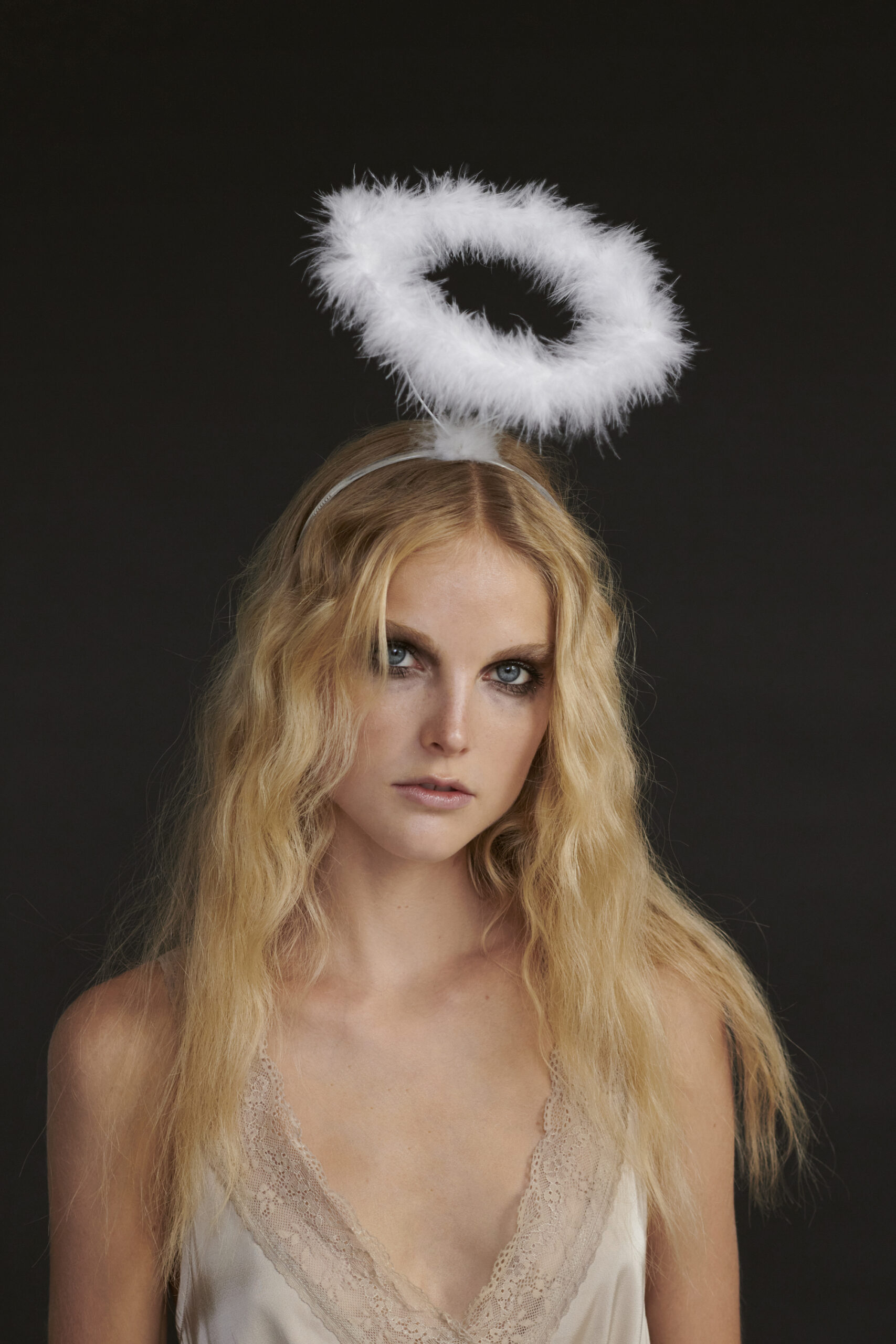 Synthetic Faux Angel Feather Halo Headband 