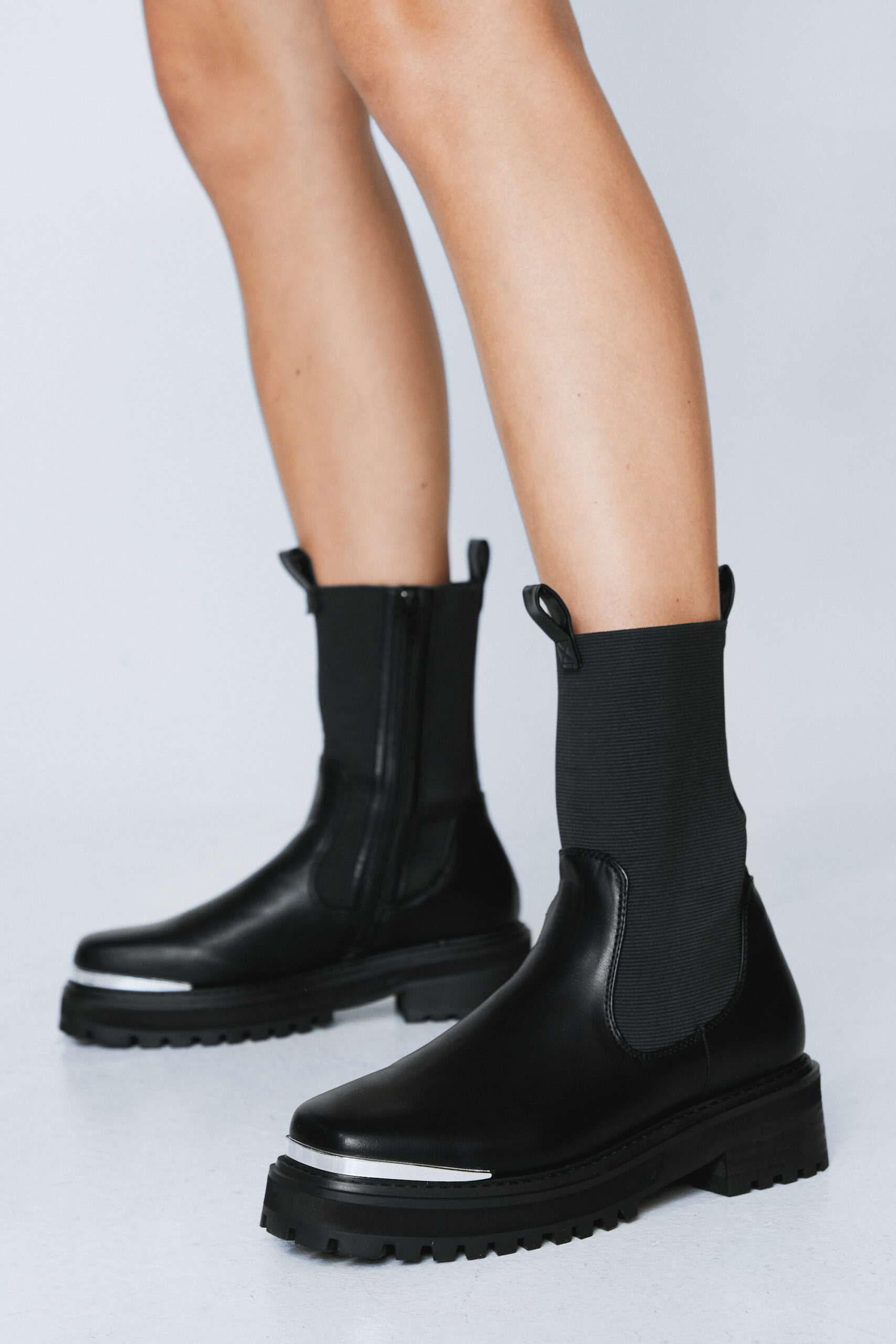 Square Toe Exposed Gusset Chelsea Boots 