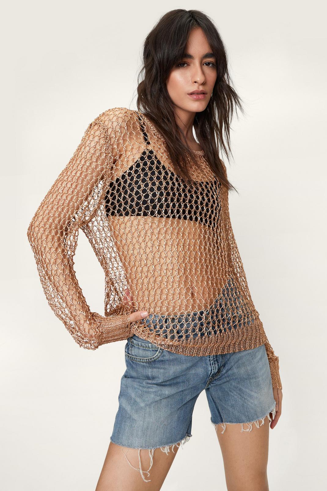 Metallic Yarn Loose Fitted Sweater