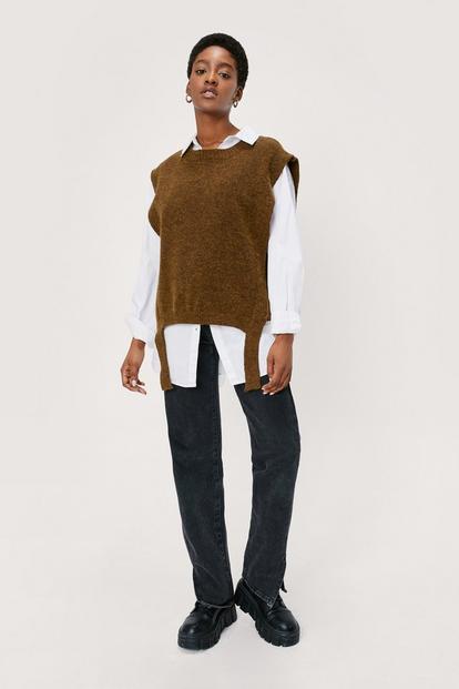 Marl Knit Suspender Hem Sweater Vest
