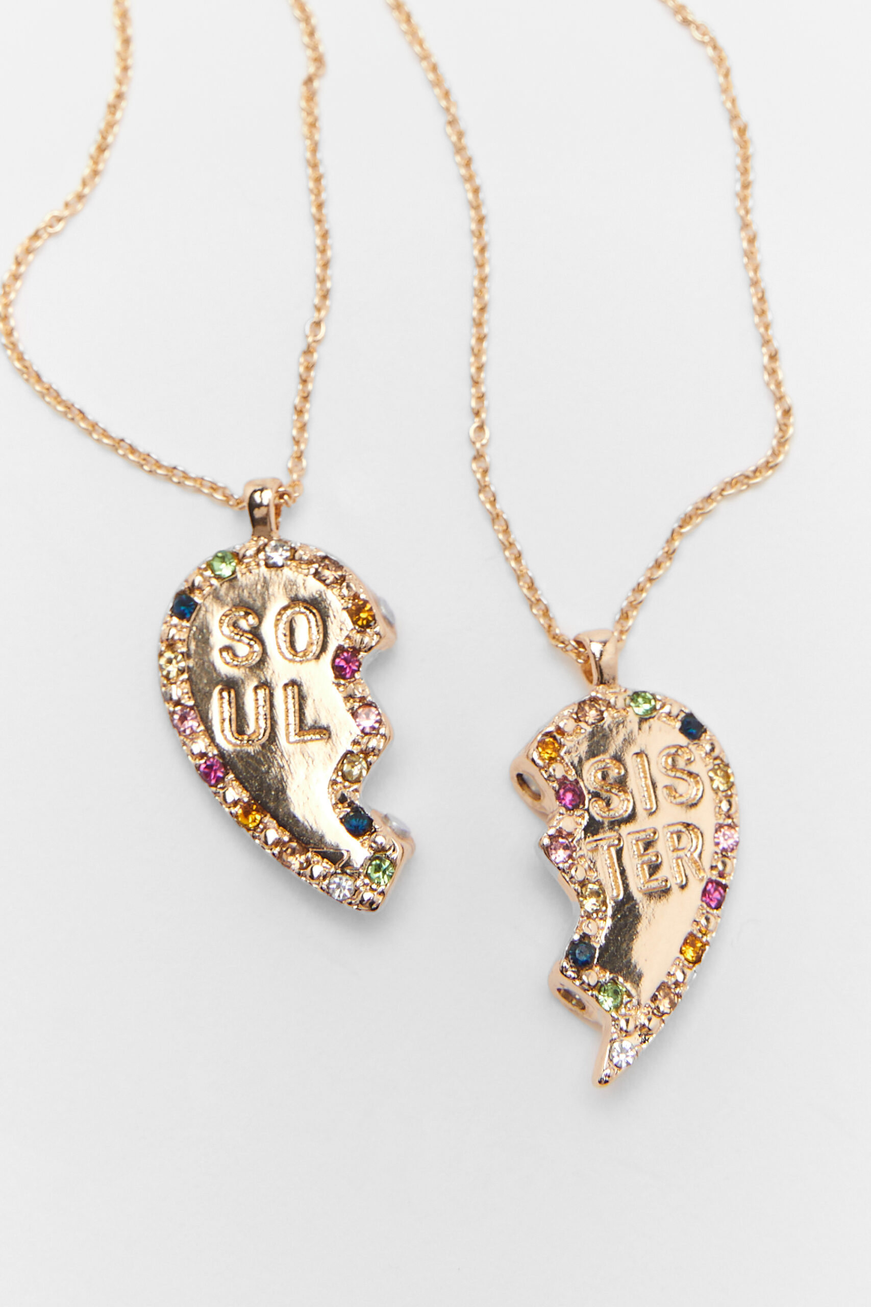 Embellished Heart Friendship Charm Necklace