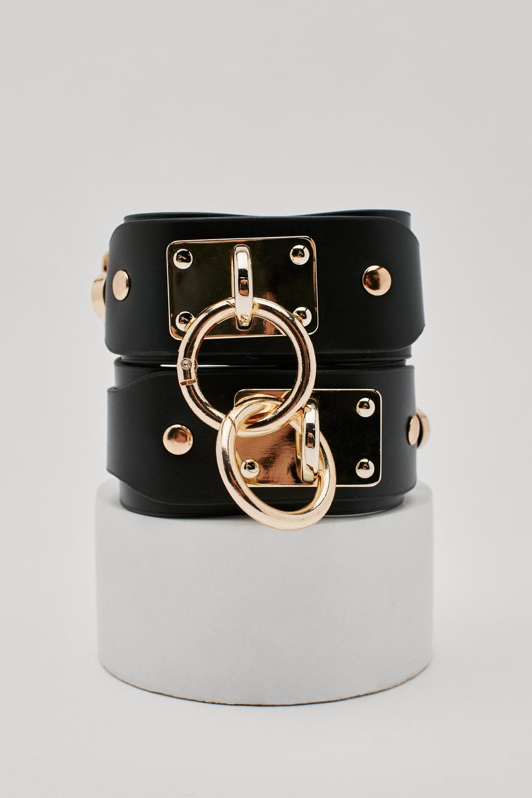 Faux Leather Buckle Hand Cuffs