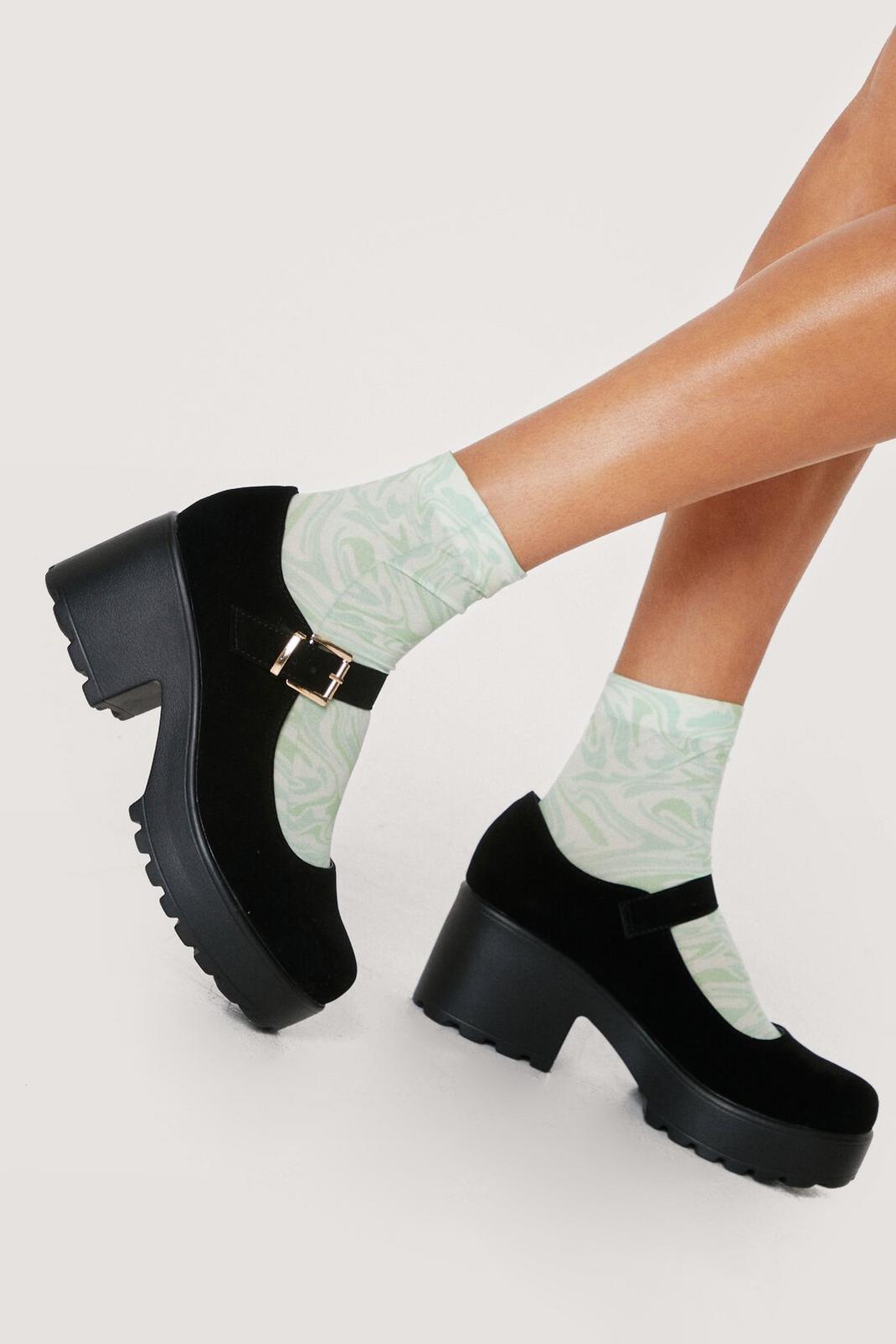 Faux Suede Chunky Mary Janes