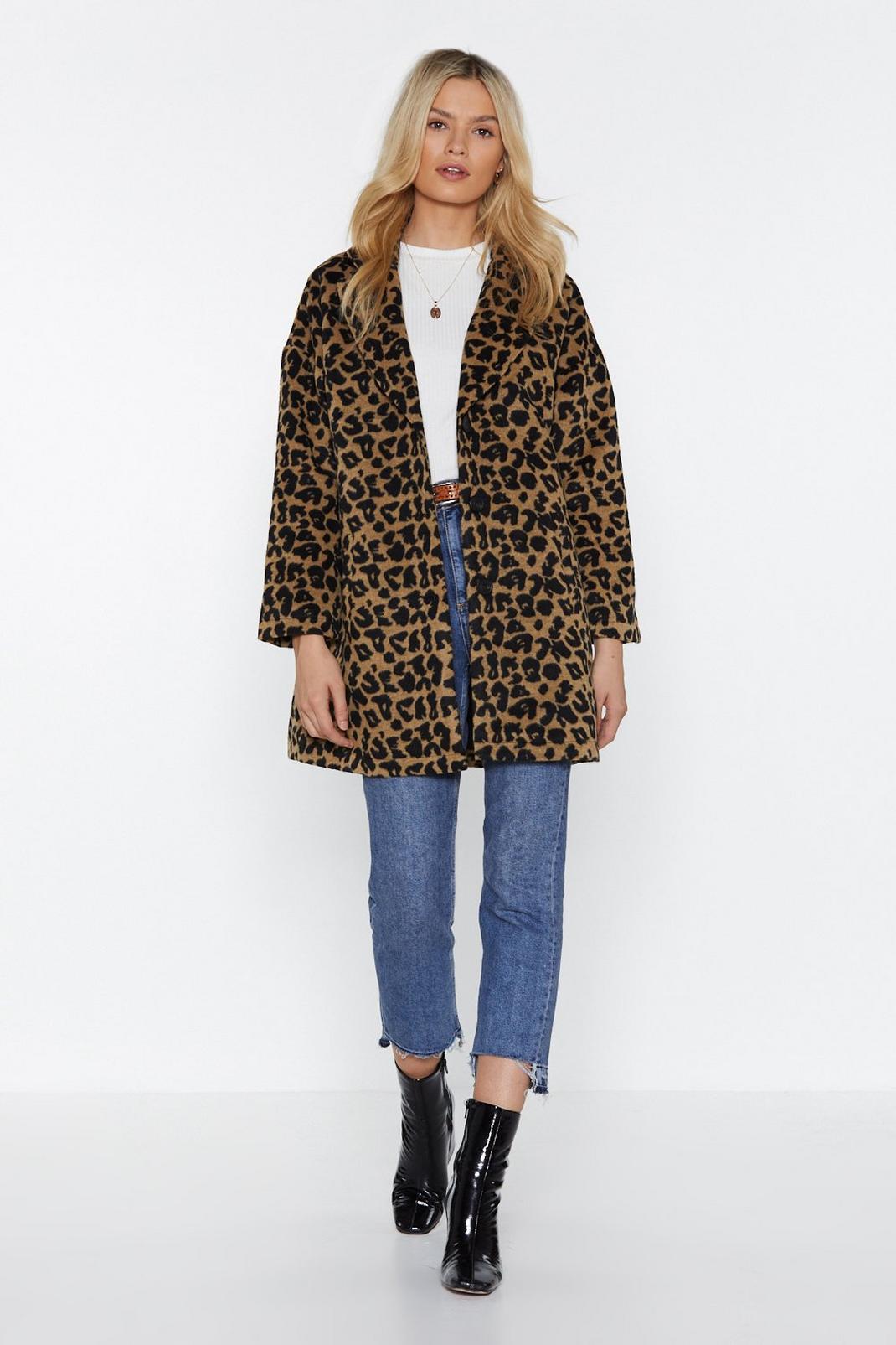 Longline Leopard Faux Fur Coat