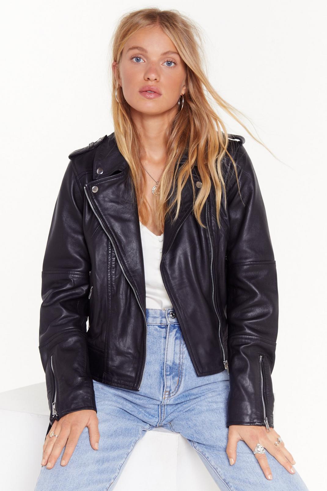 Oversized Faux Leather Zip Jacket