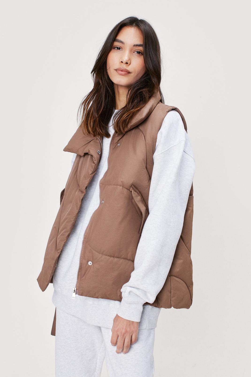 Quilted Fold Over Collar Puffer Vest