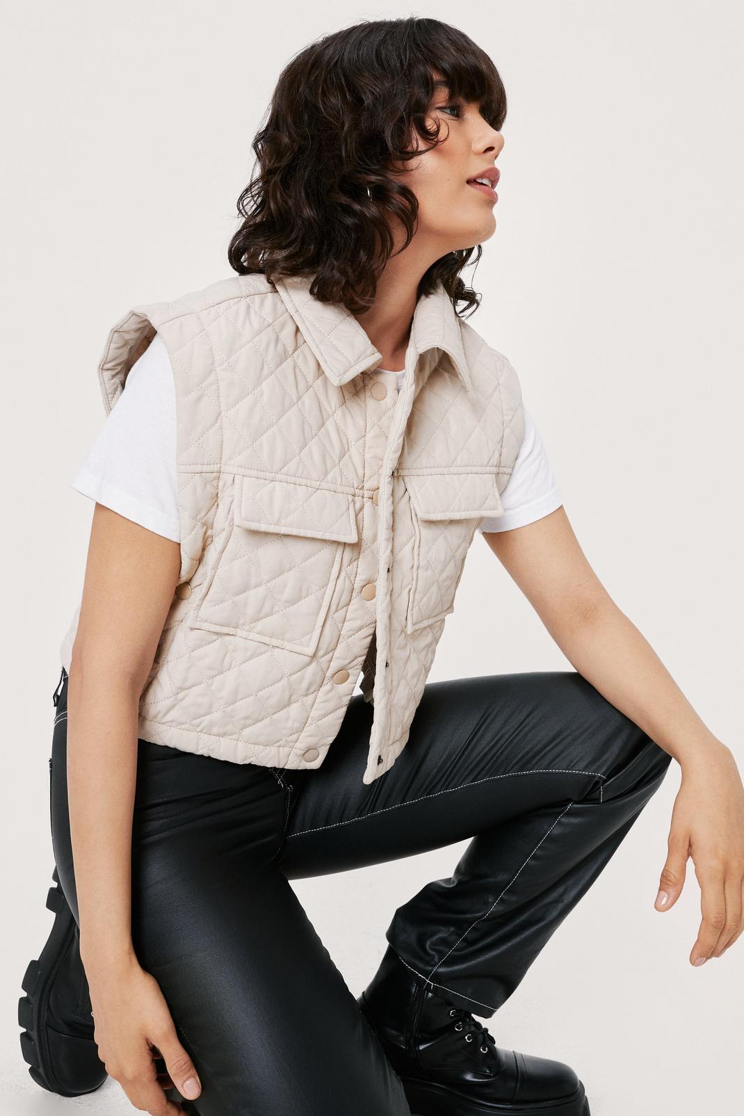 Cropped Quilted Button Down Puffer Vest