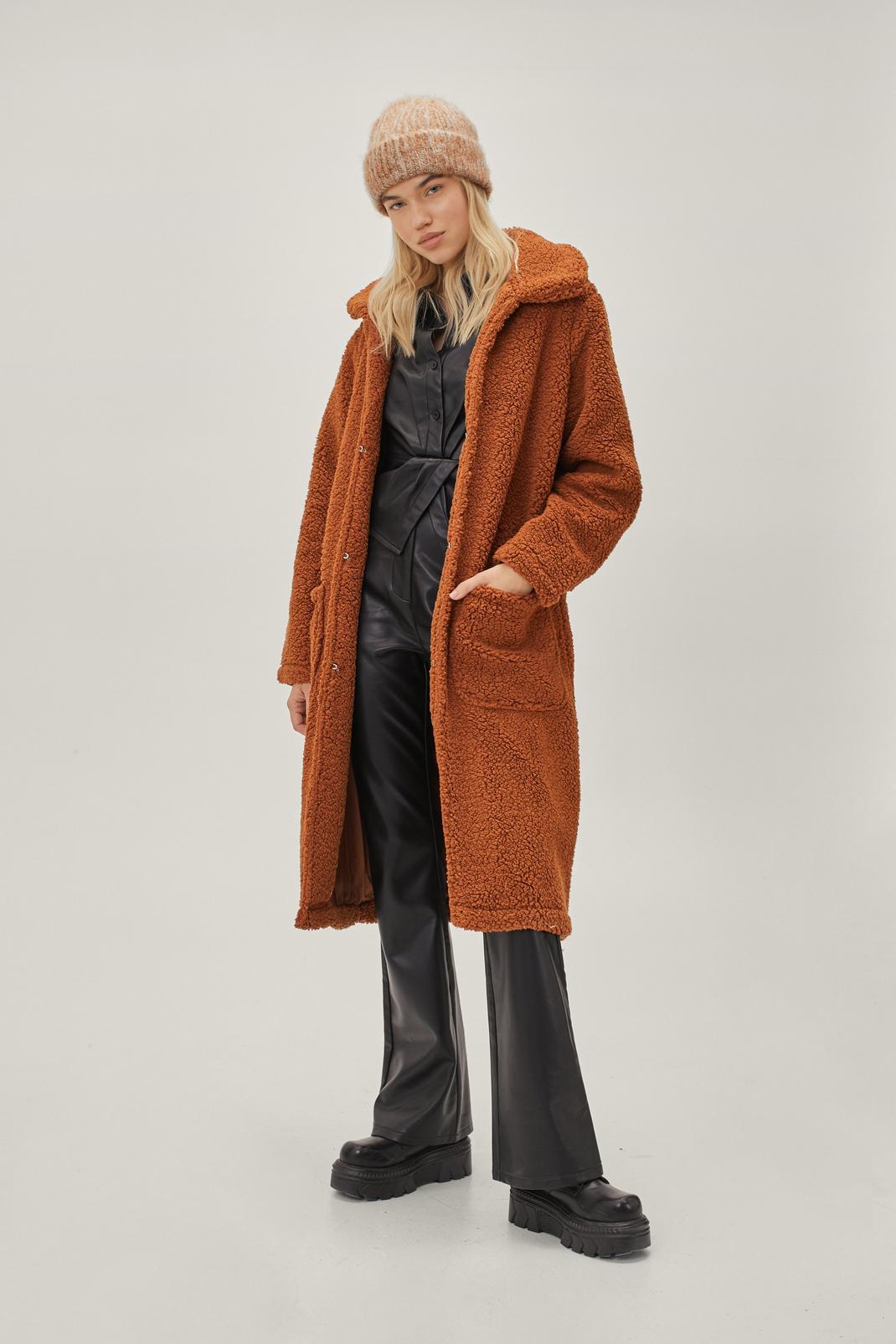 Maxi Relaxed Fit Teddy Coat