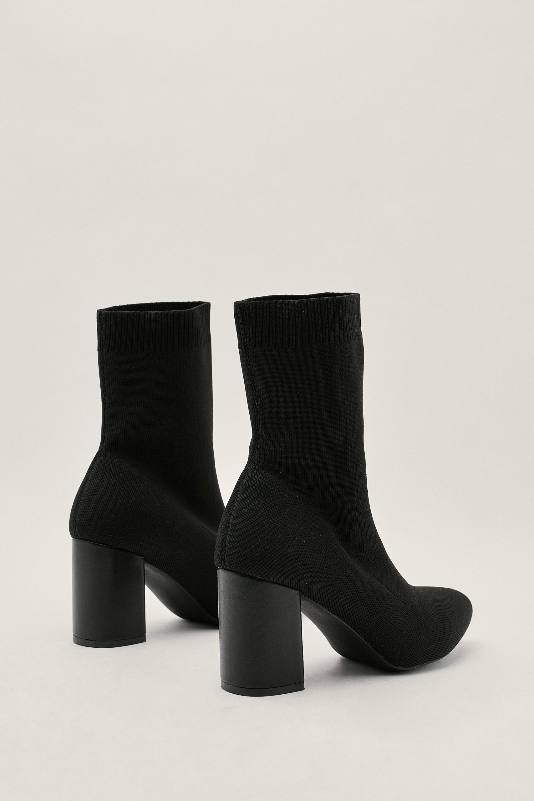 Knitted High Ankle Block Heel Sock Boots