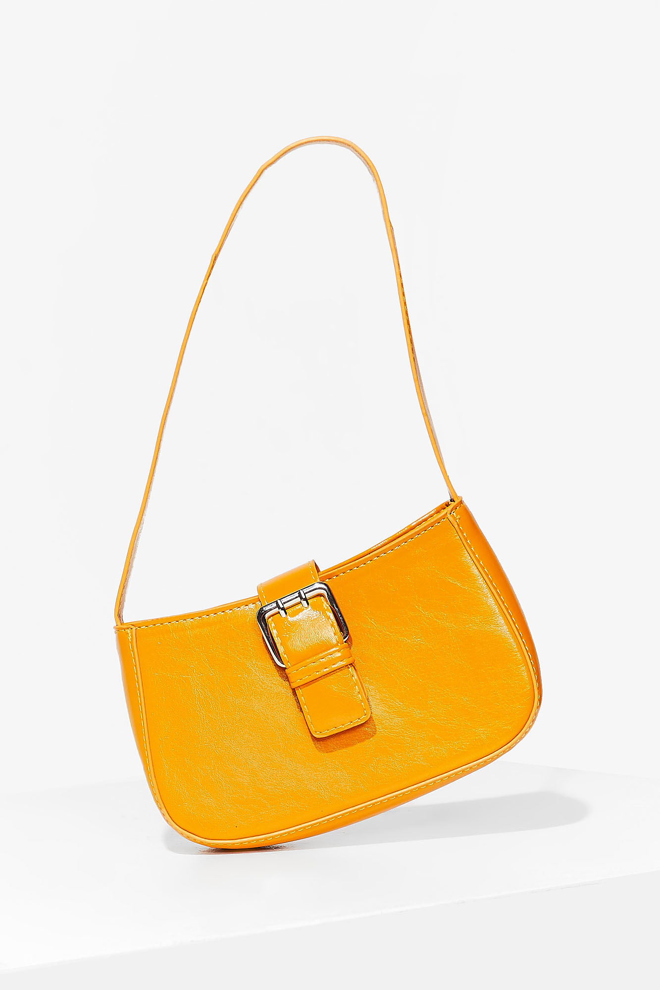 Patent Faux Leather Buckle Shoulder Bag