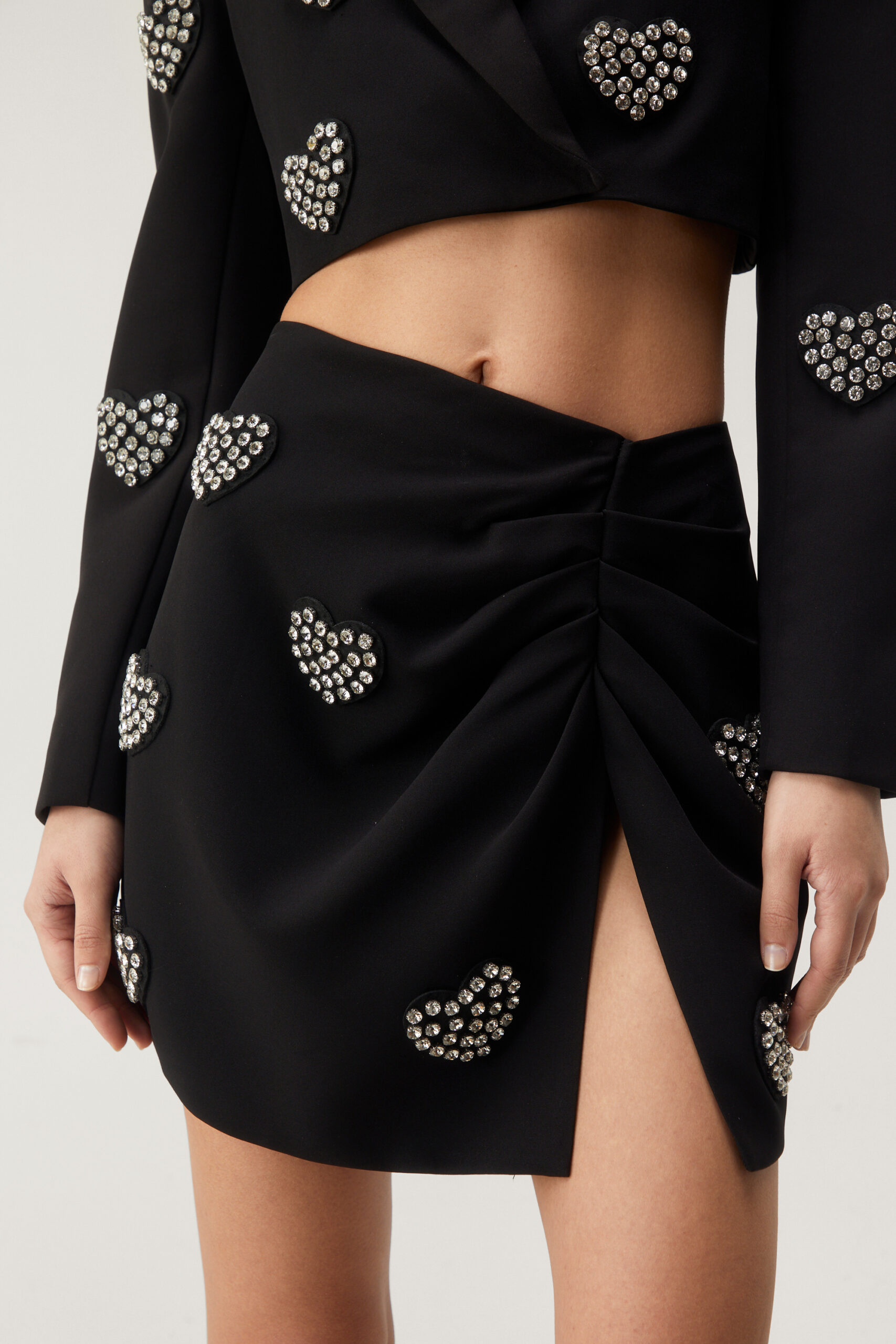 Embellished Diamante Heart Ruched Skirt