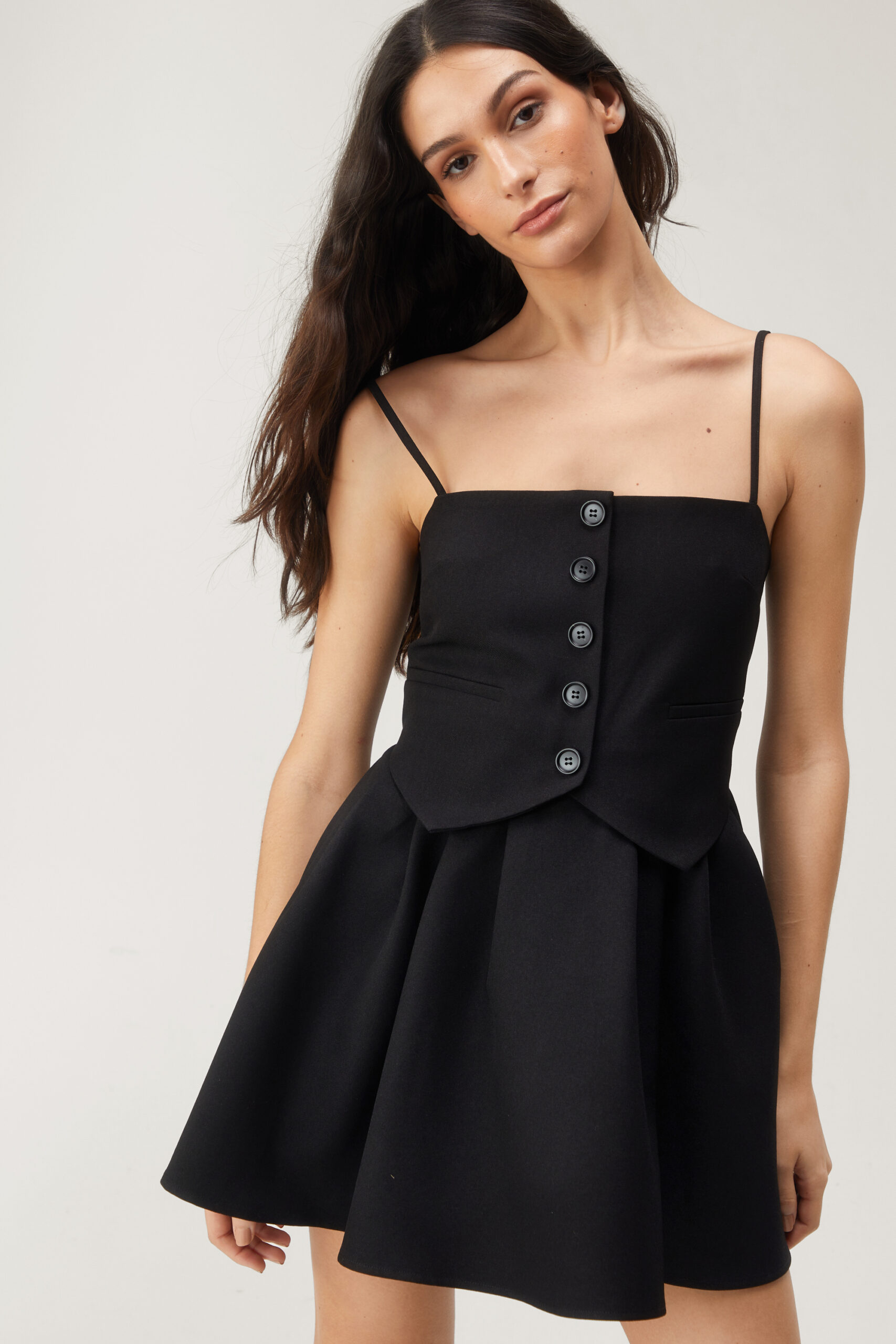 Premium Twill Tailored Flippy Mini Dress