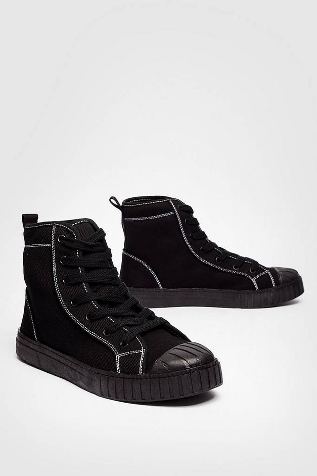 Canvas Contrast Stitch High Top Sneakers