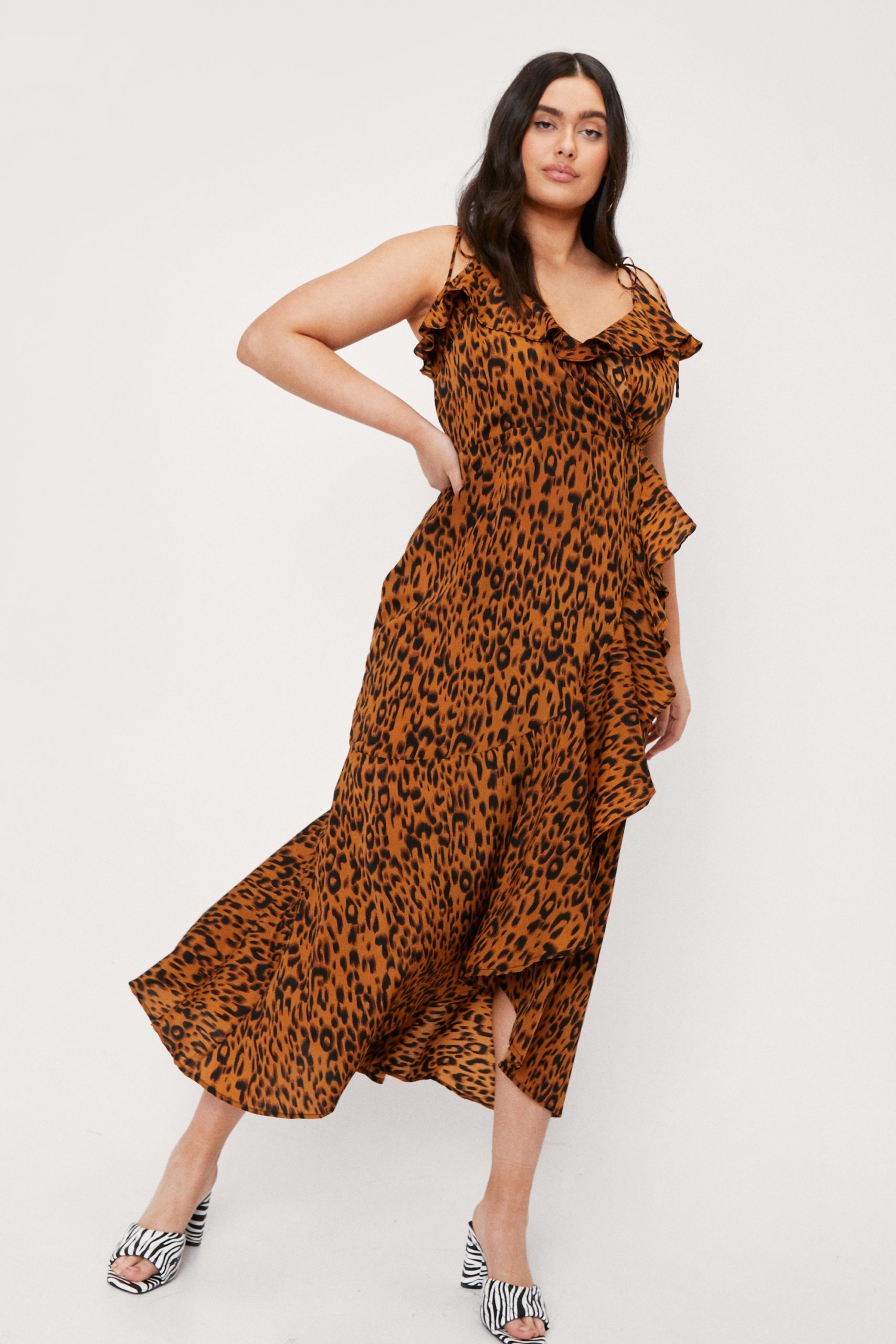 Plus Size Leopard Sleeveless Maxi Dress