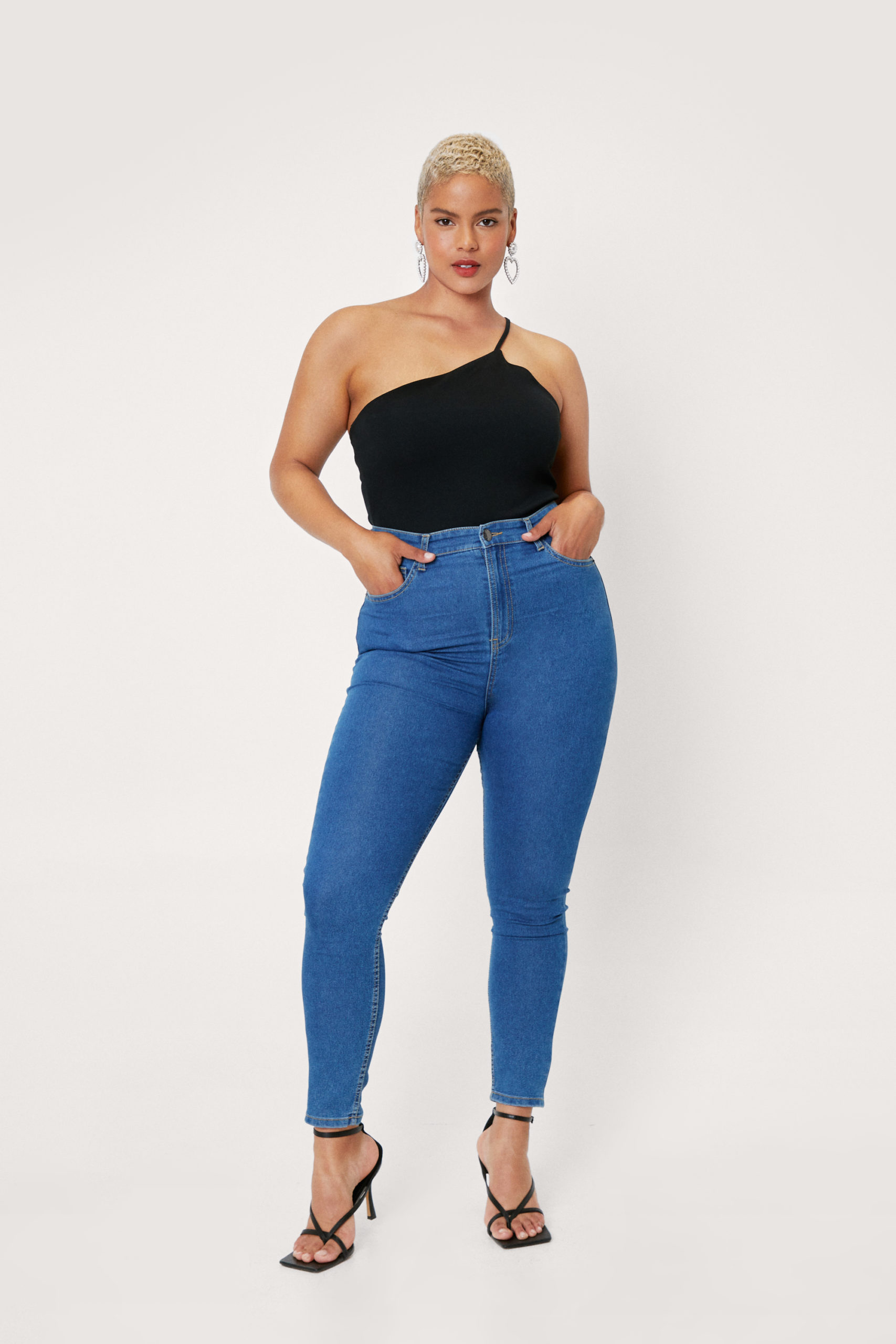 Buy High Star Women Plus Size Blue Slim Fit Heavy Fade Stretchable