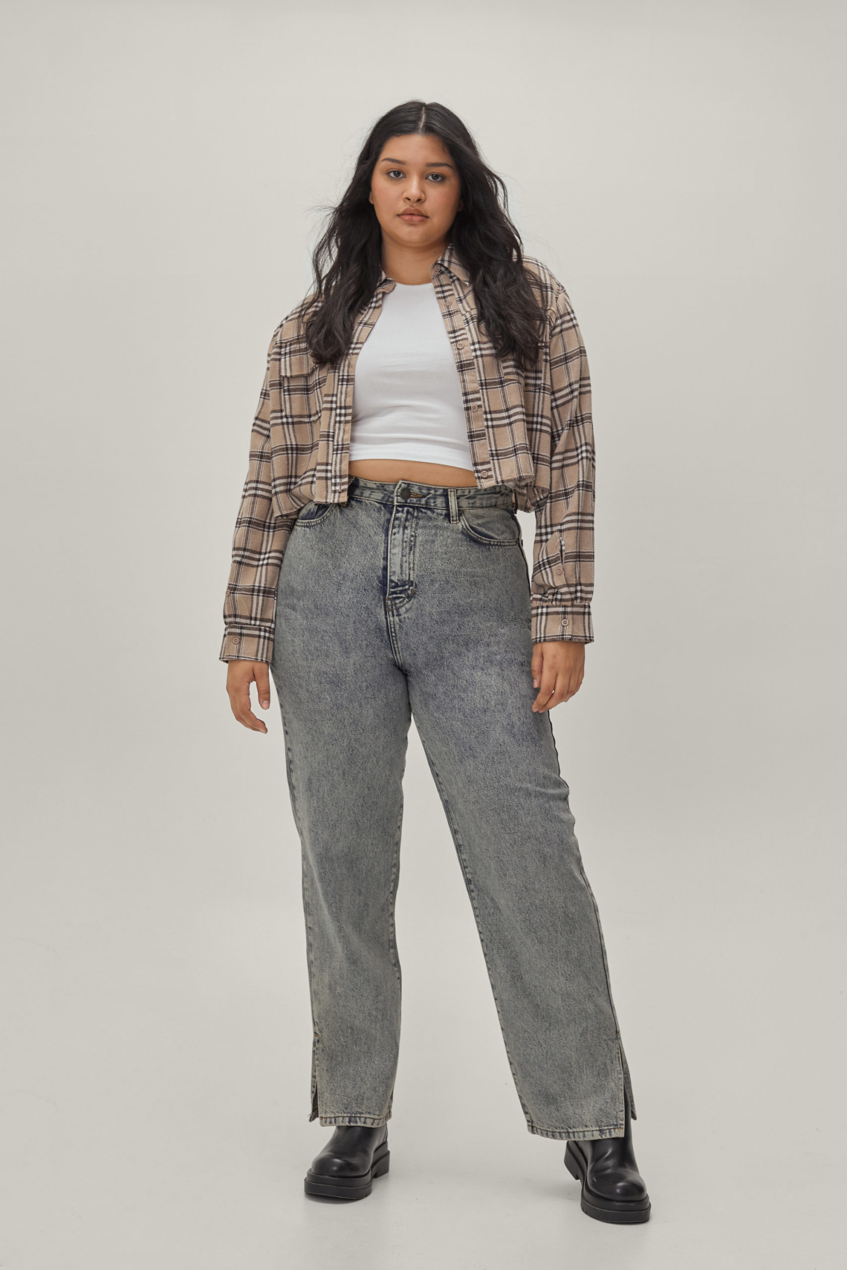 Plus Size Organic Denim Split Hem Jeans