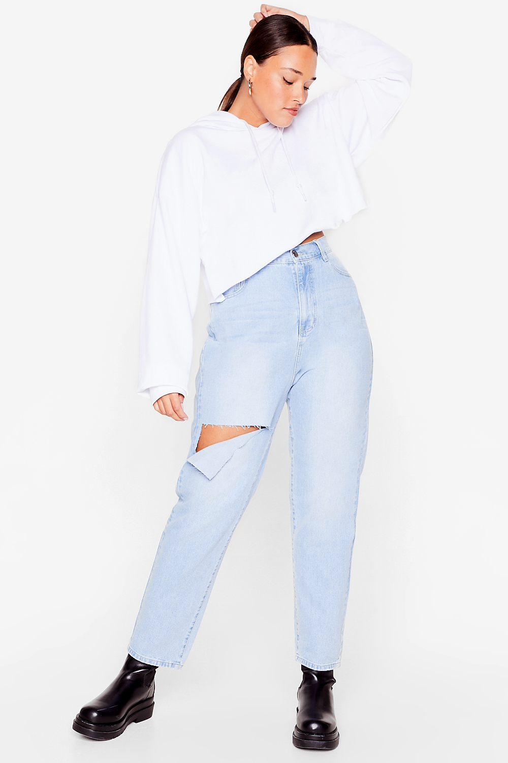 Plus Size Ripped Straight Leg Jeans