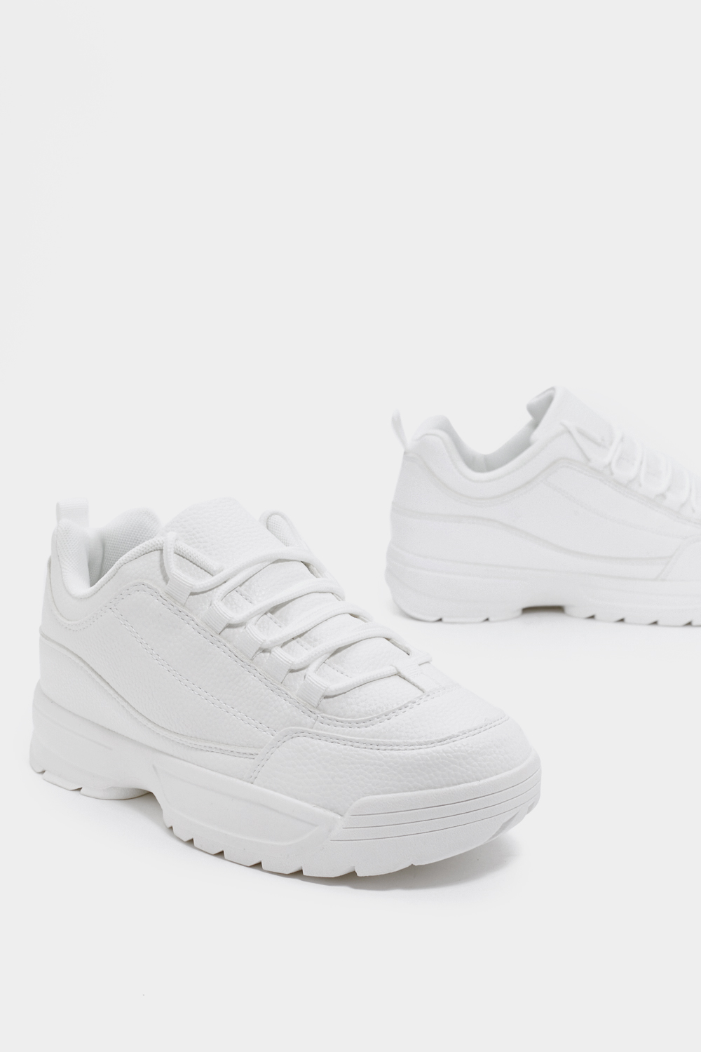 Chunky Faux Leather Sneakers 