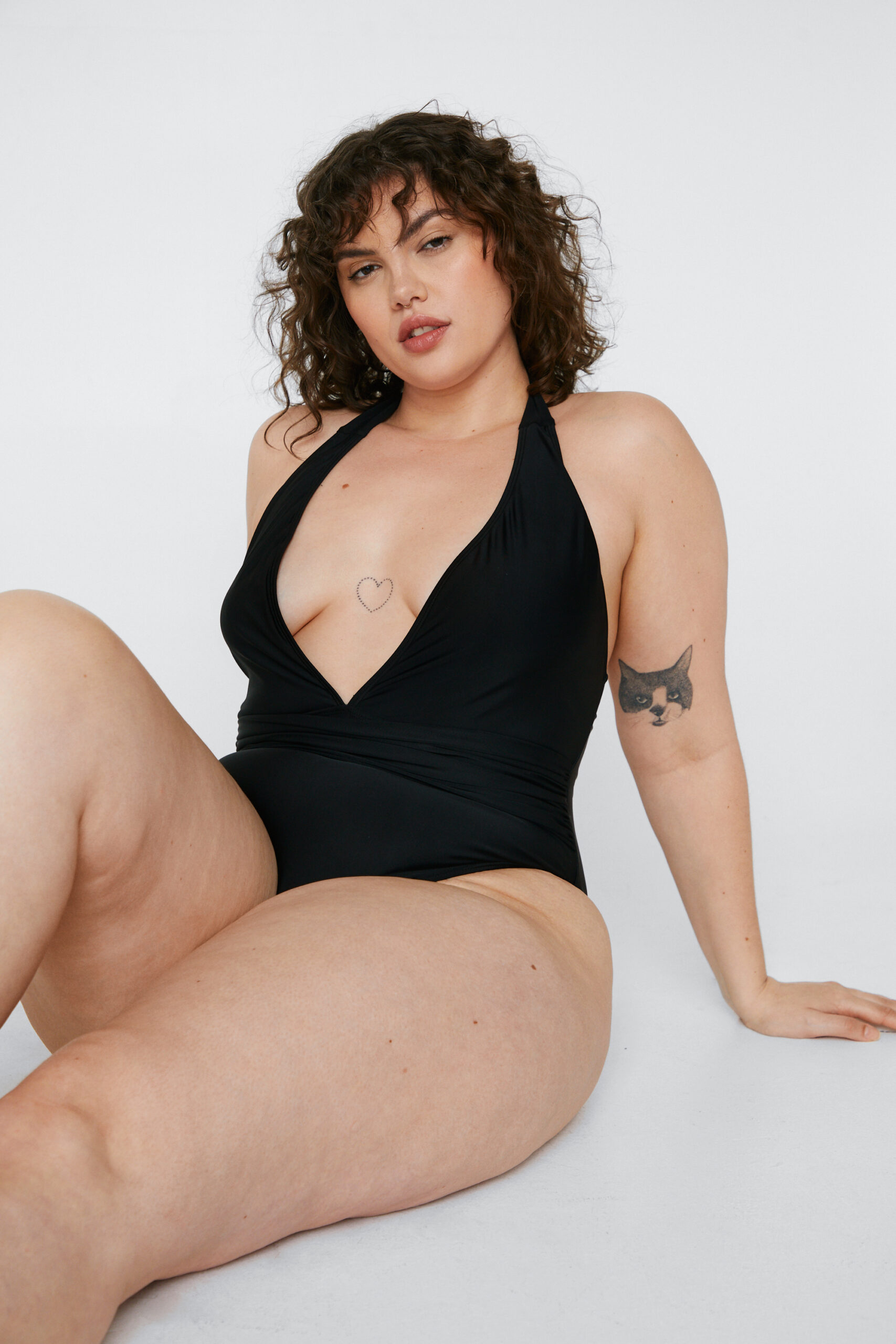 Plus Size Recycled Ruched Strap Plunge Swimsuit