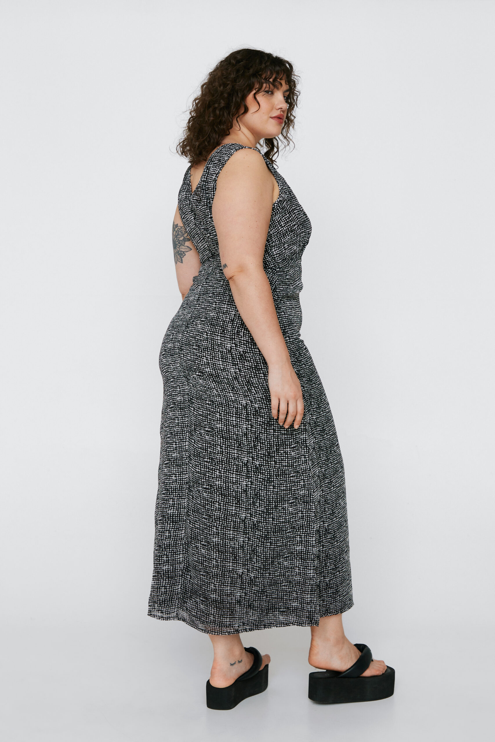 Plus Size Abstract Plunge Maxi Dress