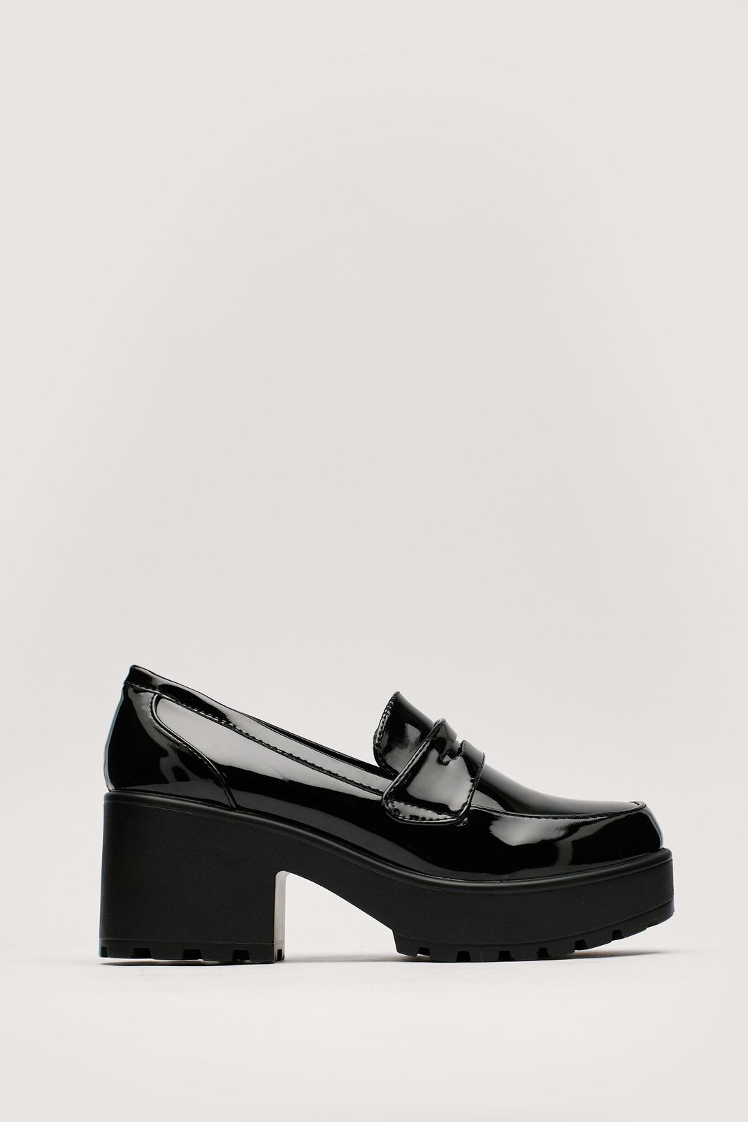 Faux Leather Chunky Platform Loafers