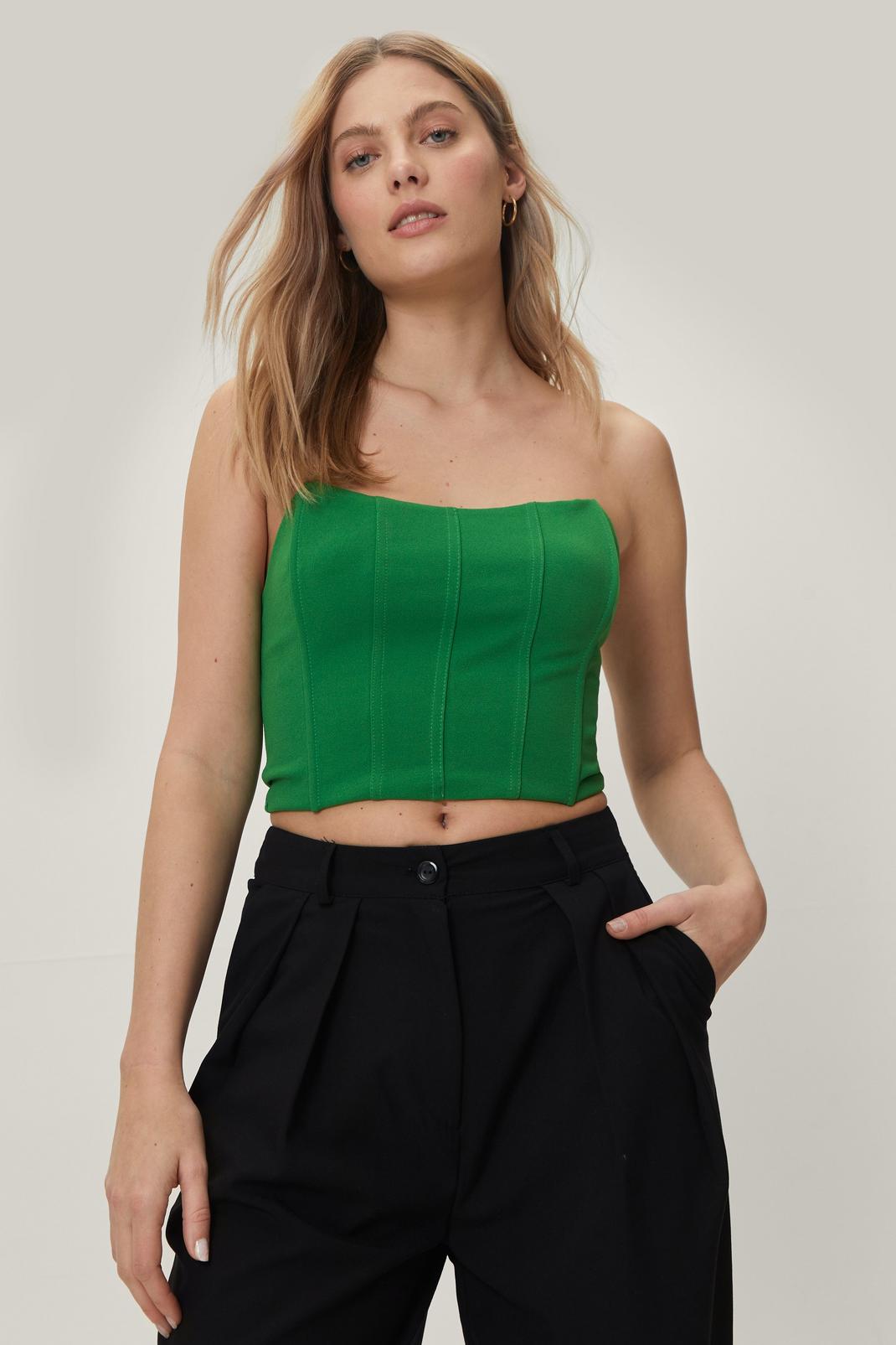 Green Cropped Zip Back Corset