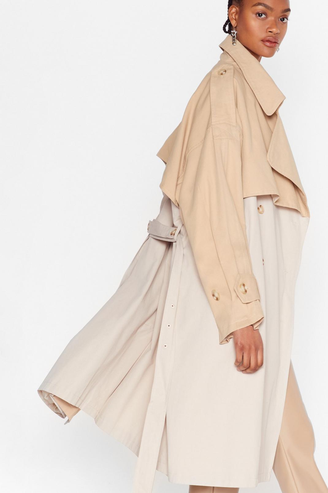 Oversized Two Tone Belted Trench Coat