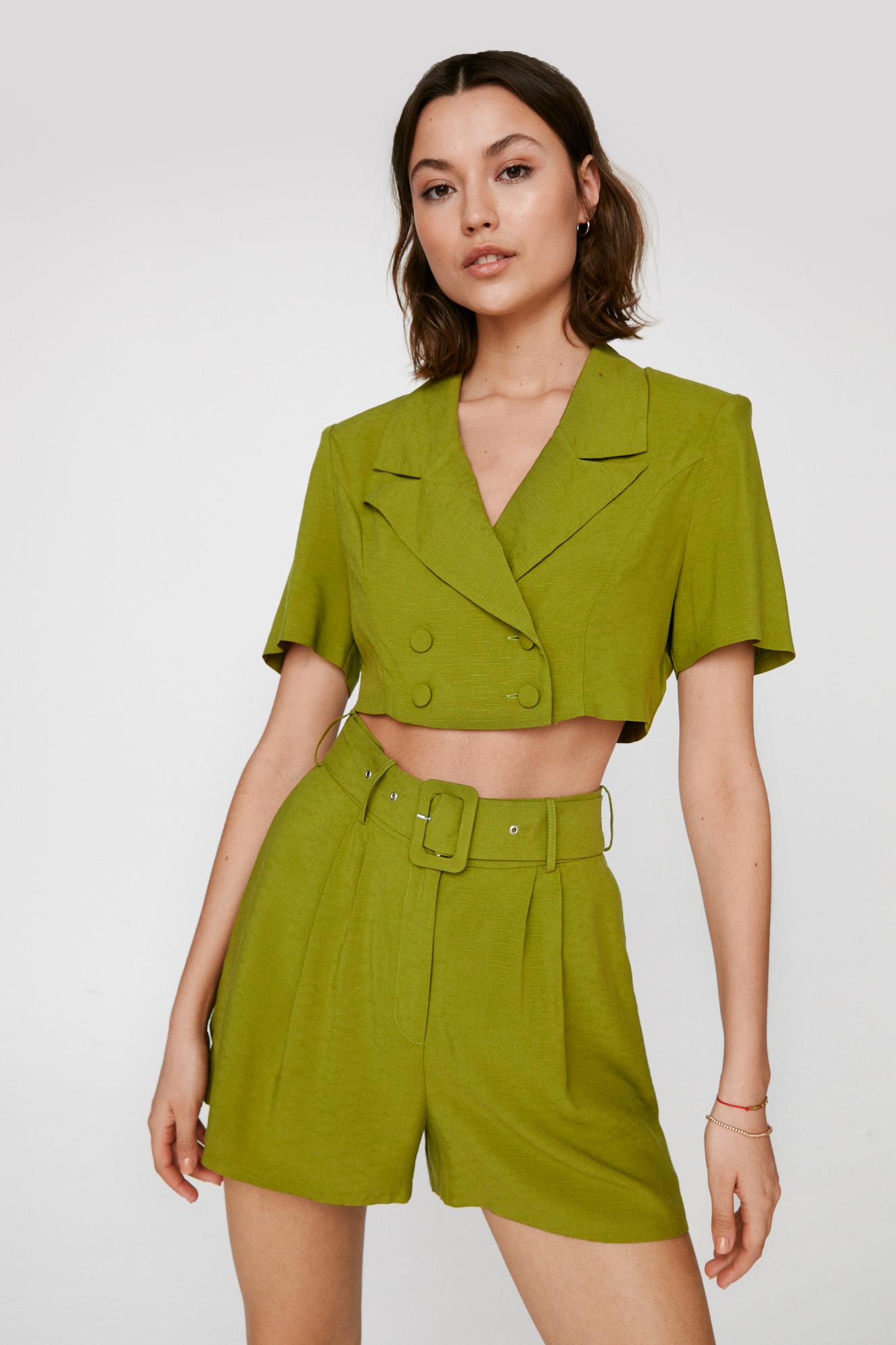 Double Breasted Cropped Utility Shirt