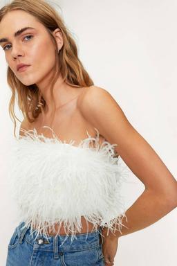 Feather Cropped Bandeau Corset Top