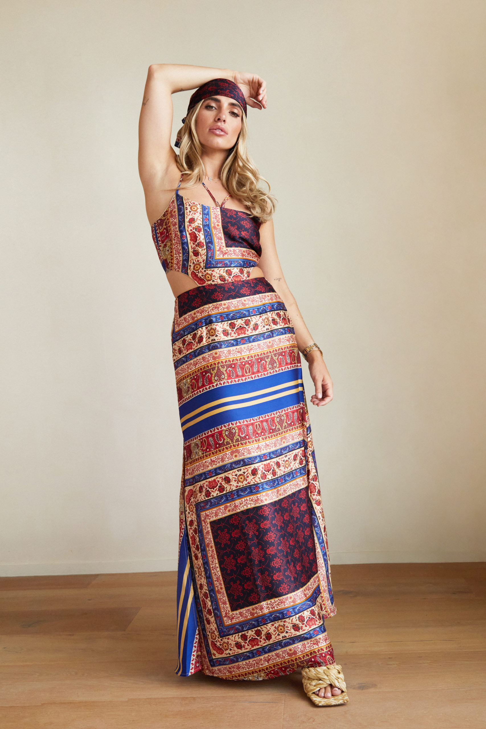 Cut Out Maxi Dress and Headscarf 