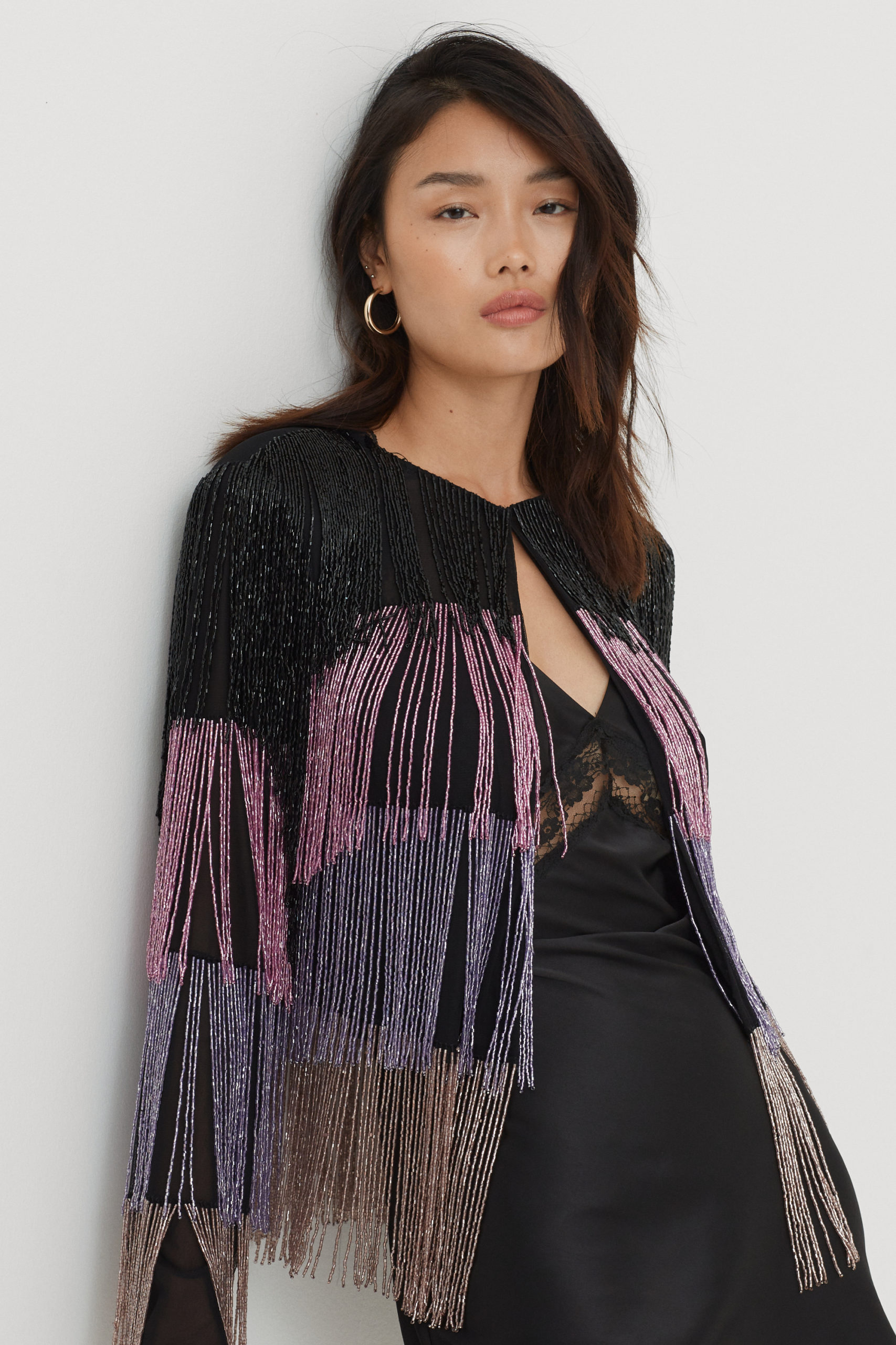 Fluorescent Tiered Fringed Jacket