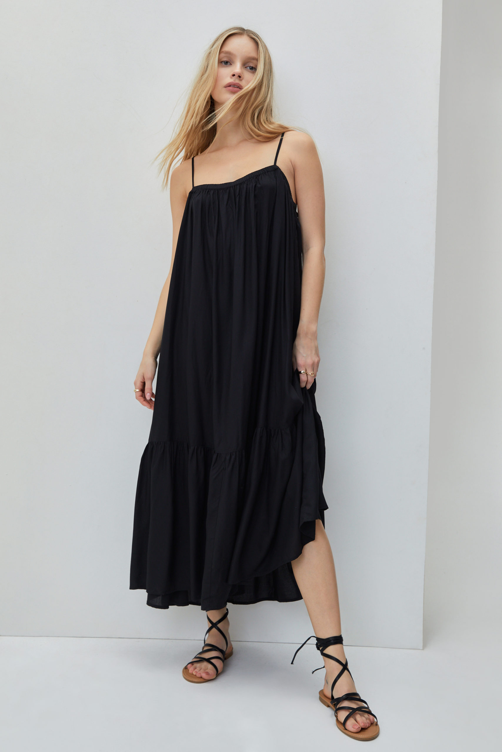 Tiered Tie Back Cover Up Midi Dress