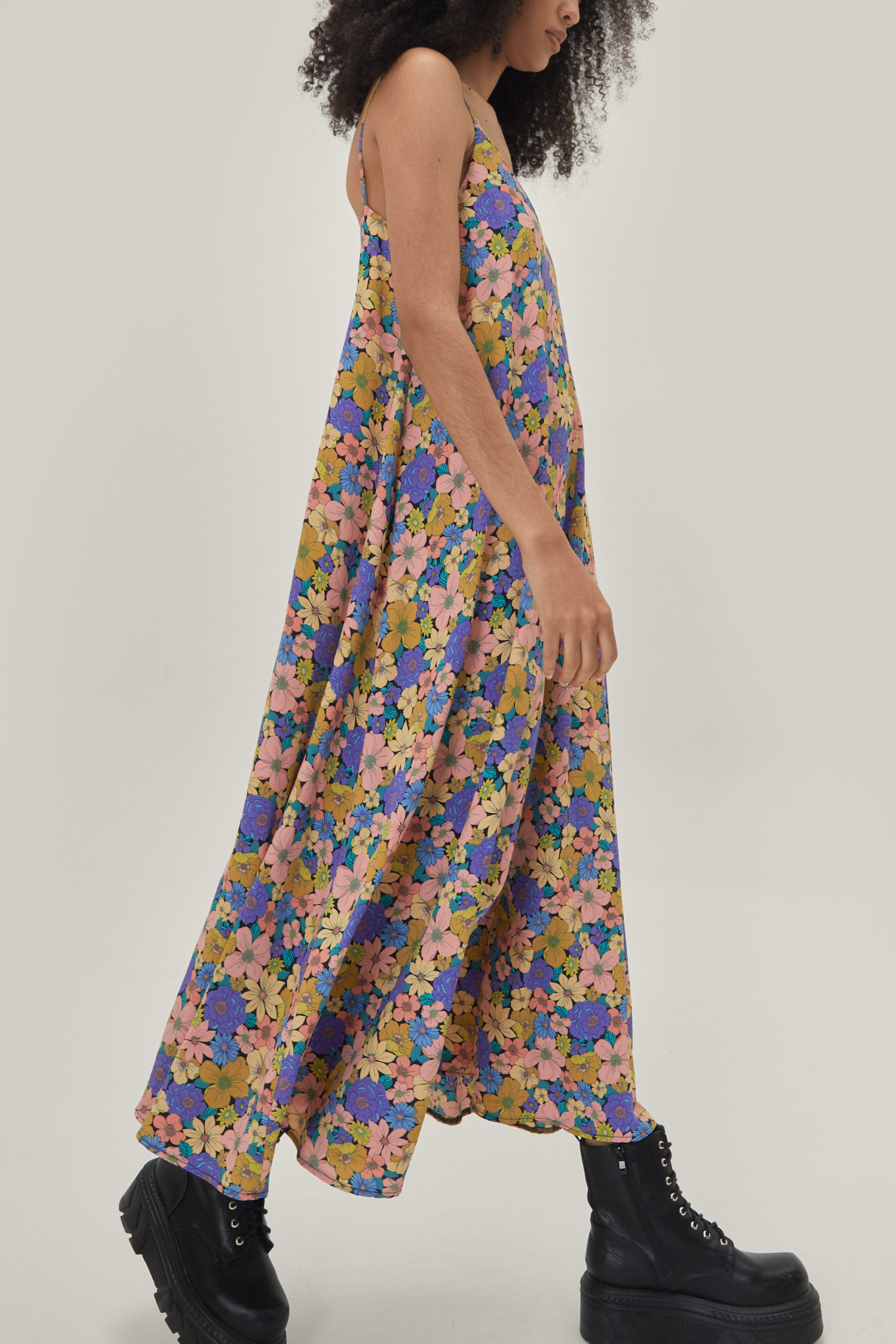 Floral Strappy Trapeze Maxi Dress
