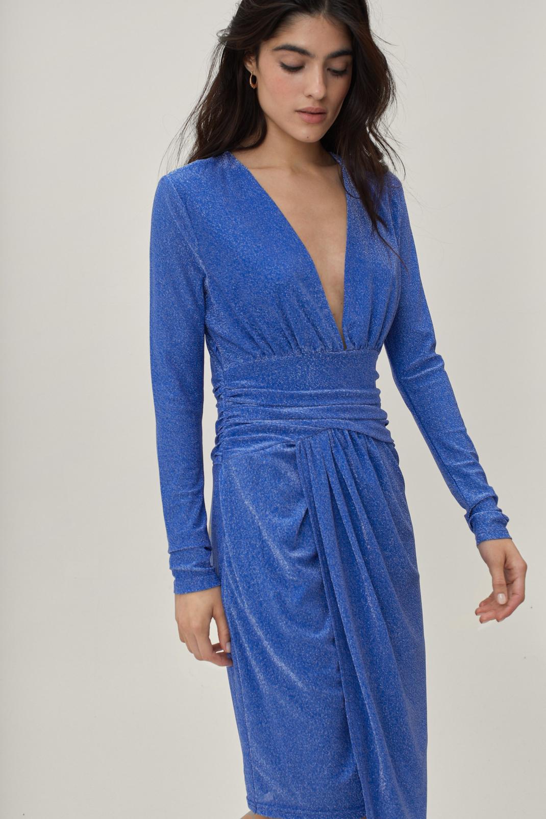 Asymmetric Hem Blue Prom Dress