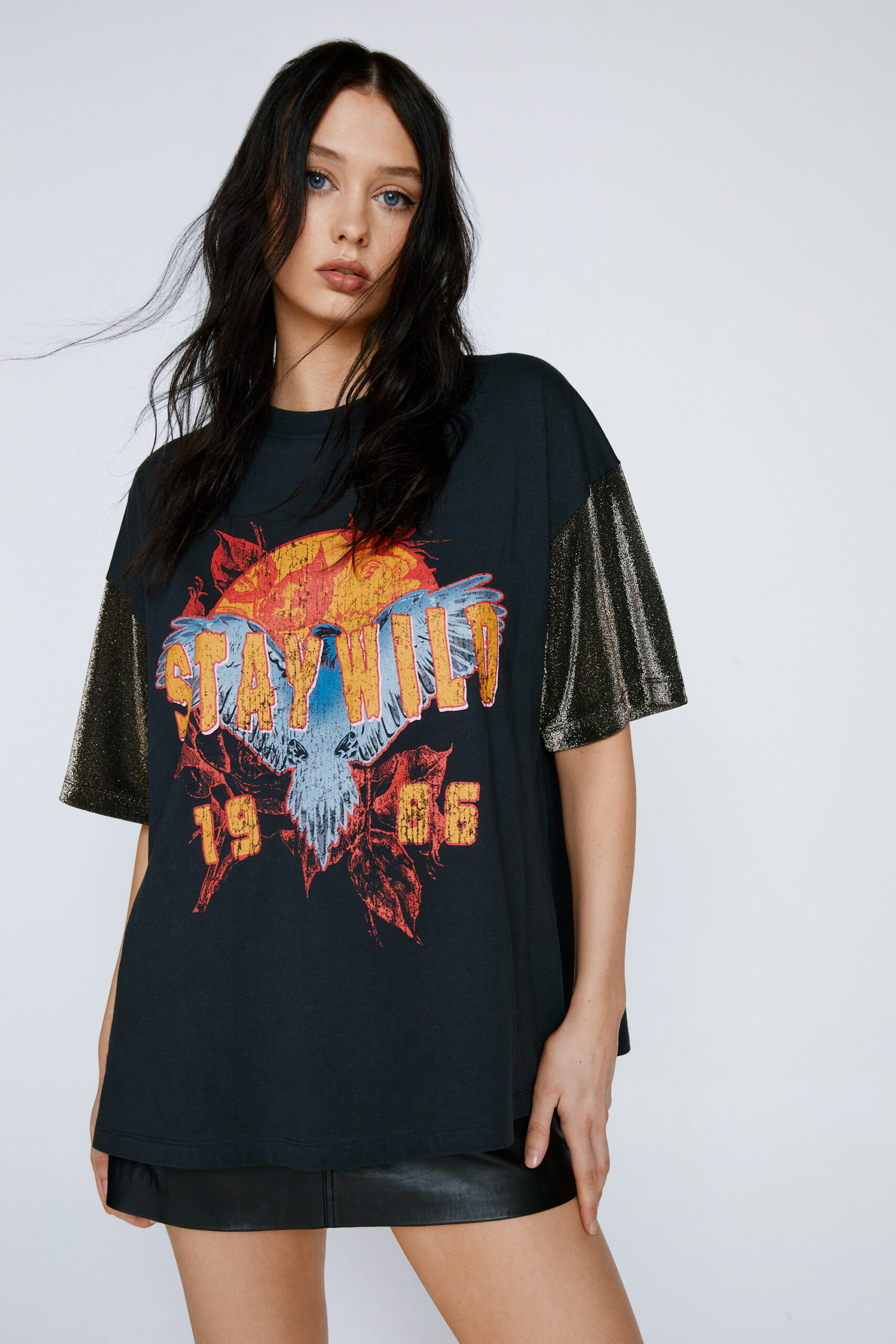 Contrast Sleeve Band Tee