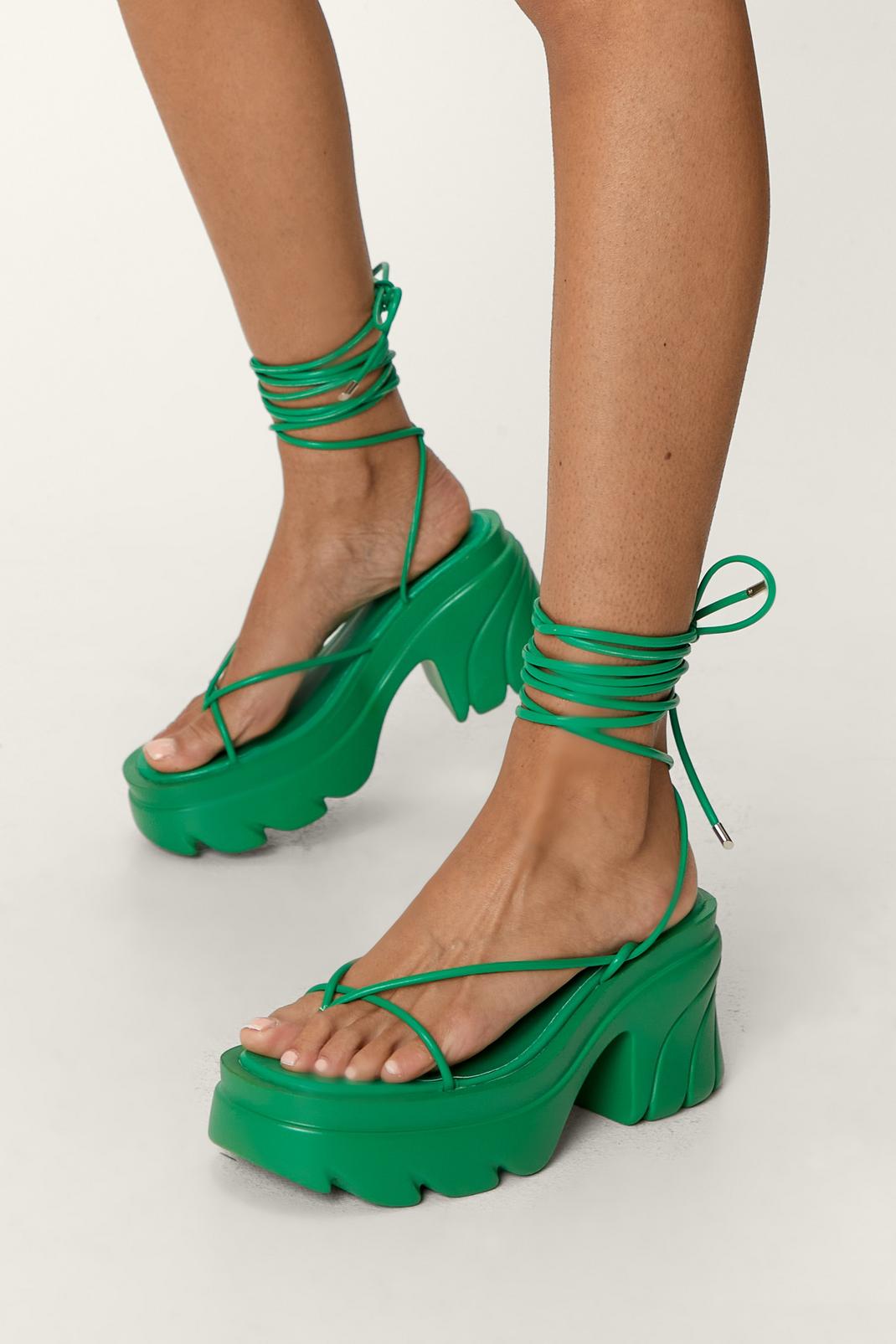 Faux Leather Cleated Swirl Heel Sandals