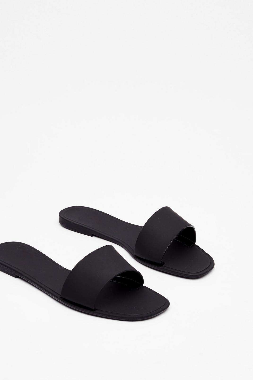 Faux Leather Square Toe Sliders