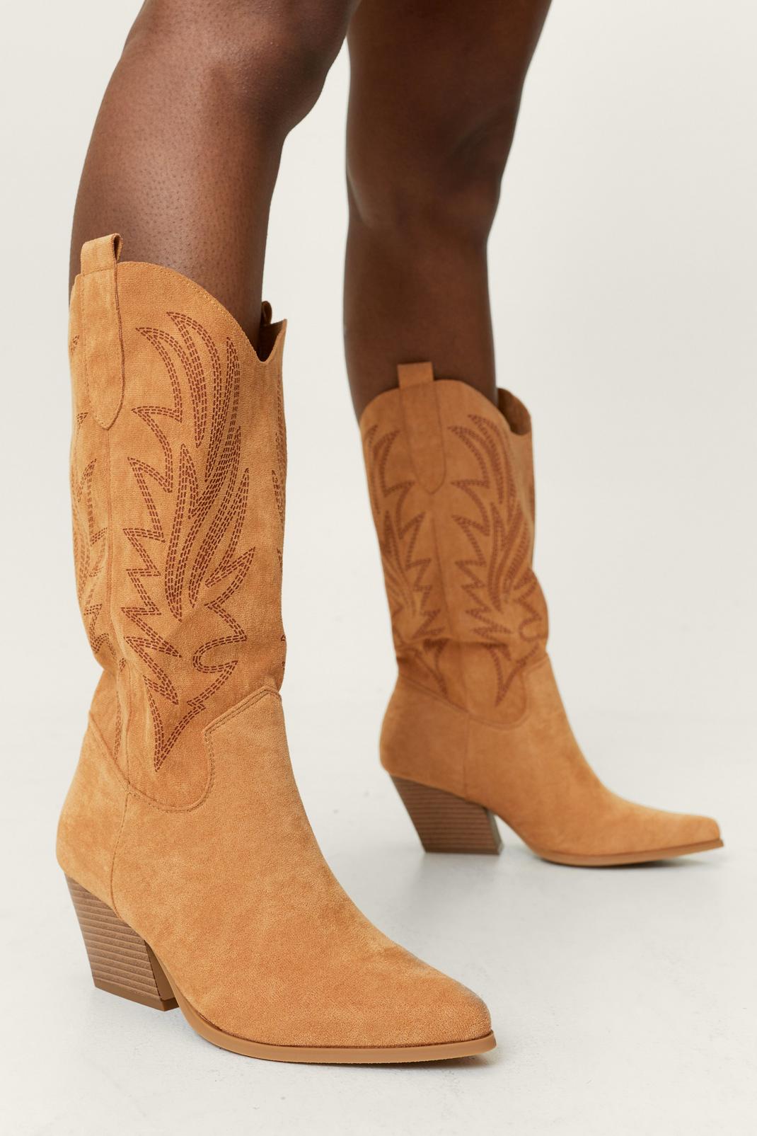 Tan Embroidered Cowboy Boots
