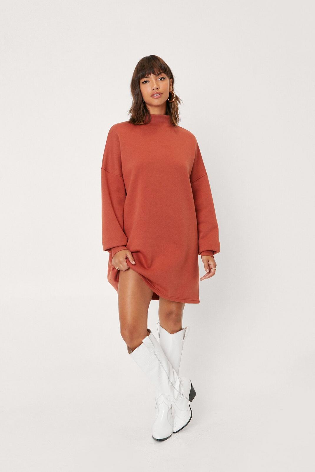 Mini High Neck Sweatshirt Dress