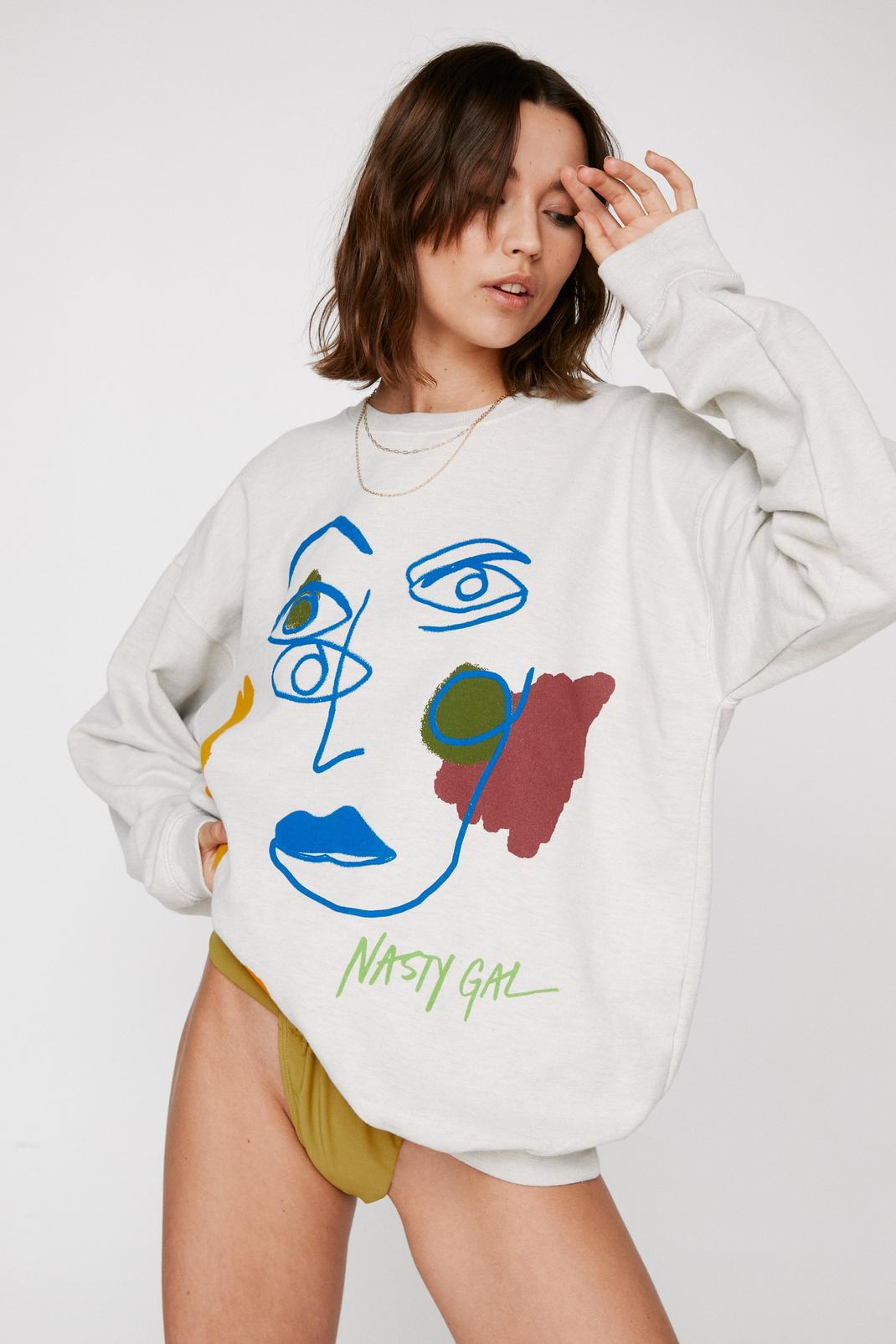 Oversized Face Graphic Sweatshirt