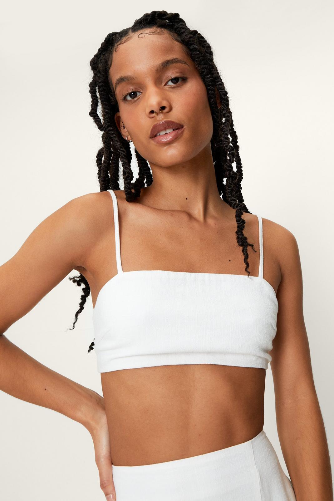 Strappy Linen Look Cropped Bralette