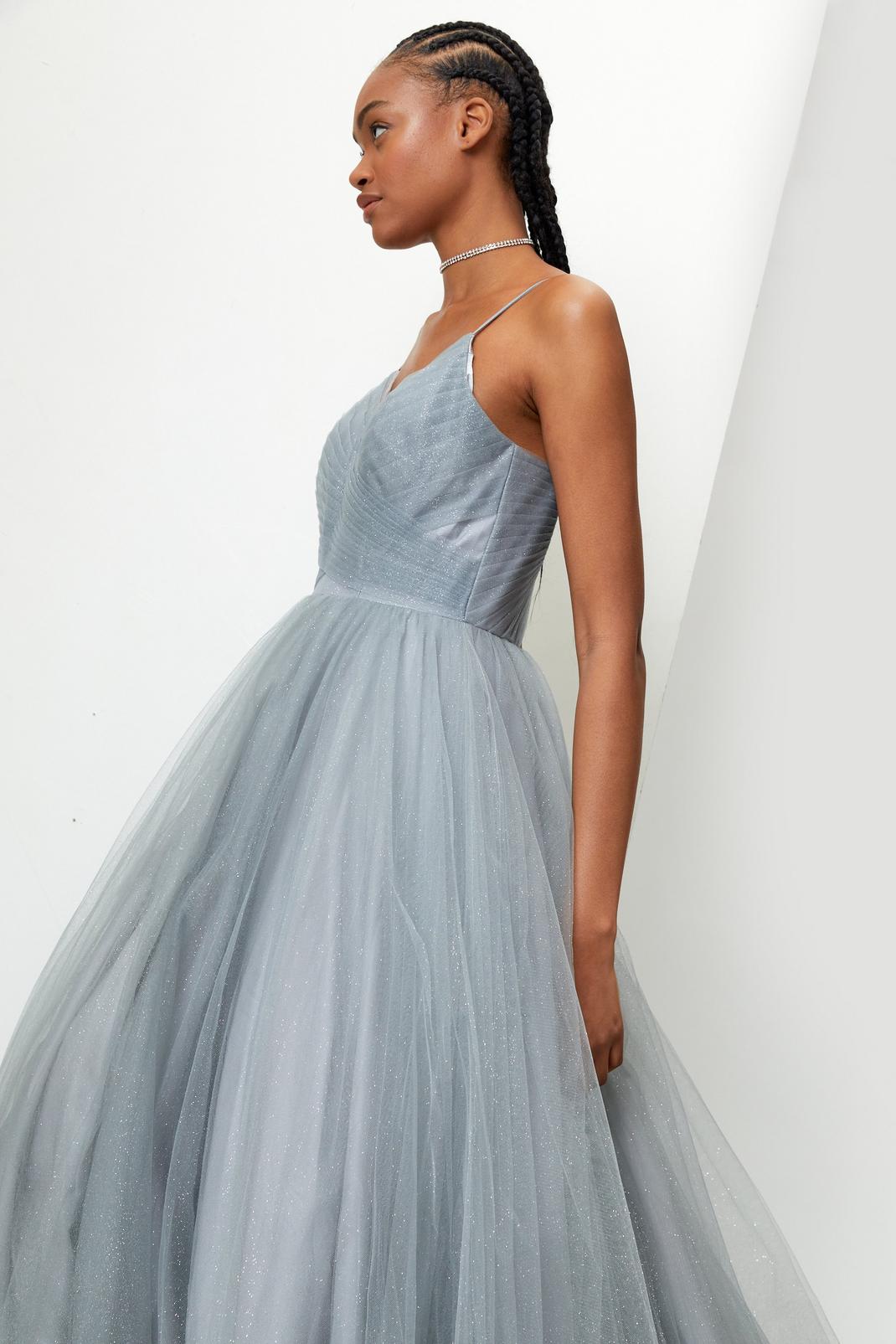 Strappy Tulle Sparkly Prom Dress
