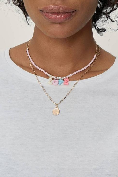 Beaded Love Pendant Layered Necklace